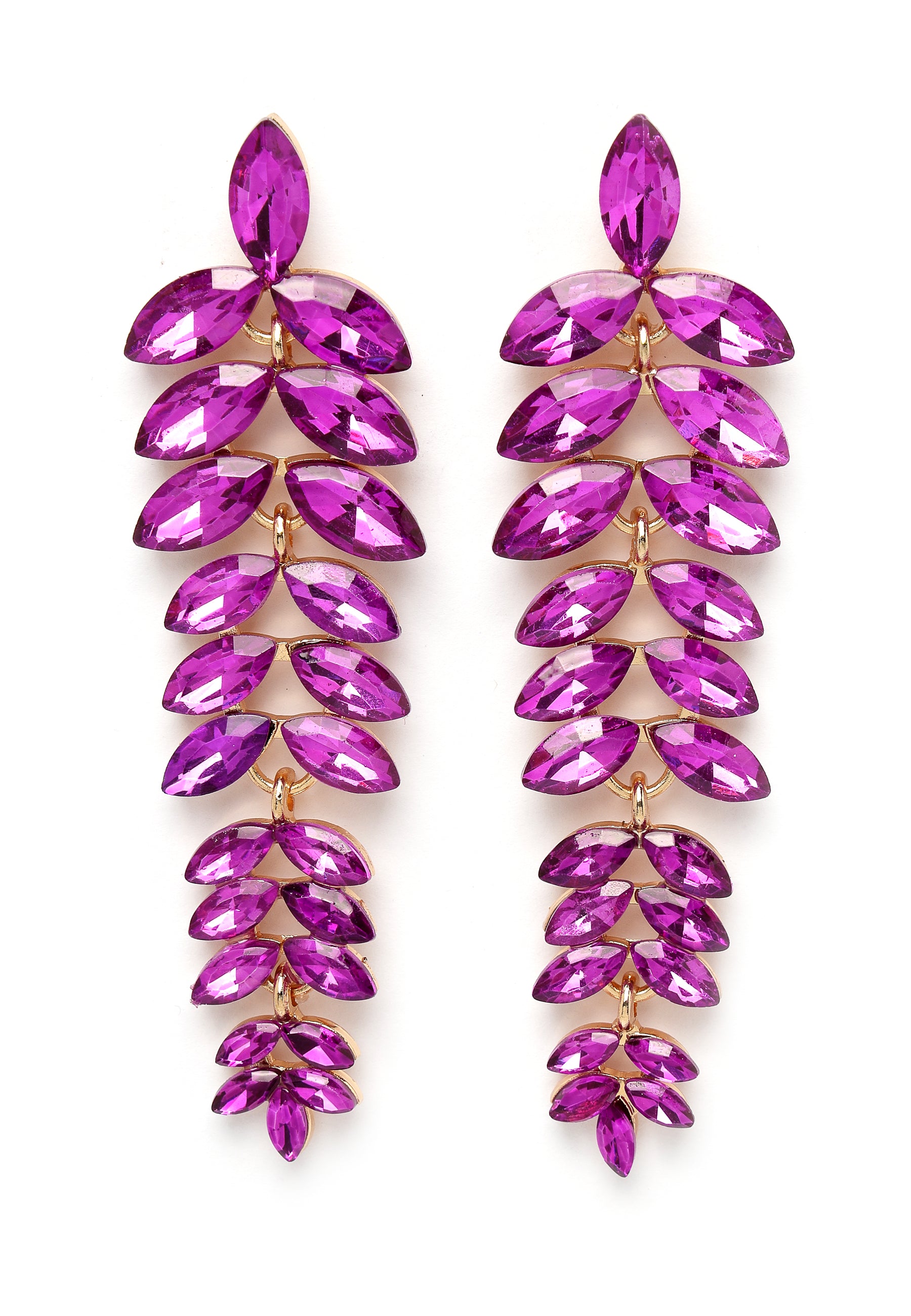 Purple AVANT-GARDE PARIS Purple Multicolored Cascading Leaf-Shaped Drop Earrings, Image 1 of 5