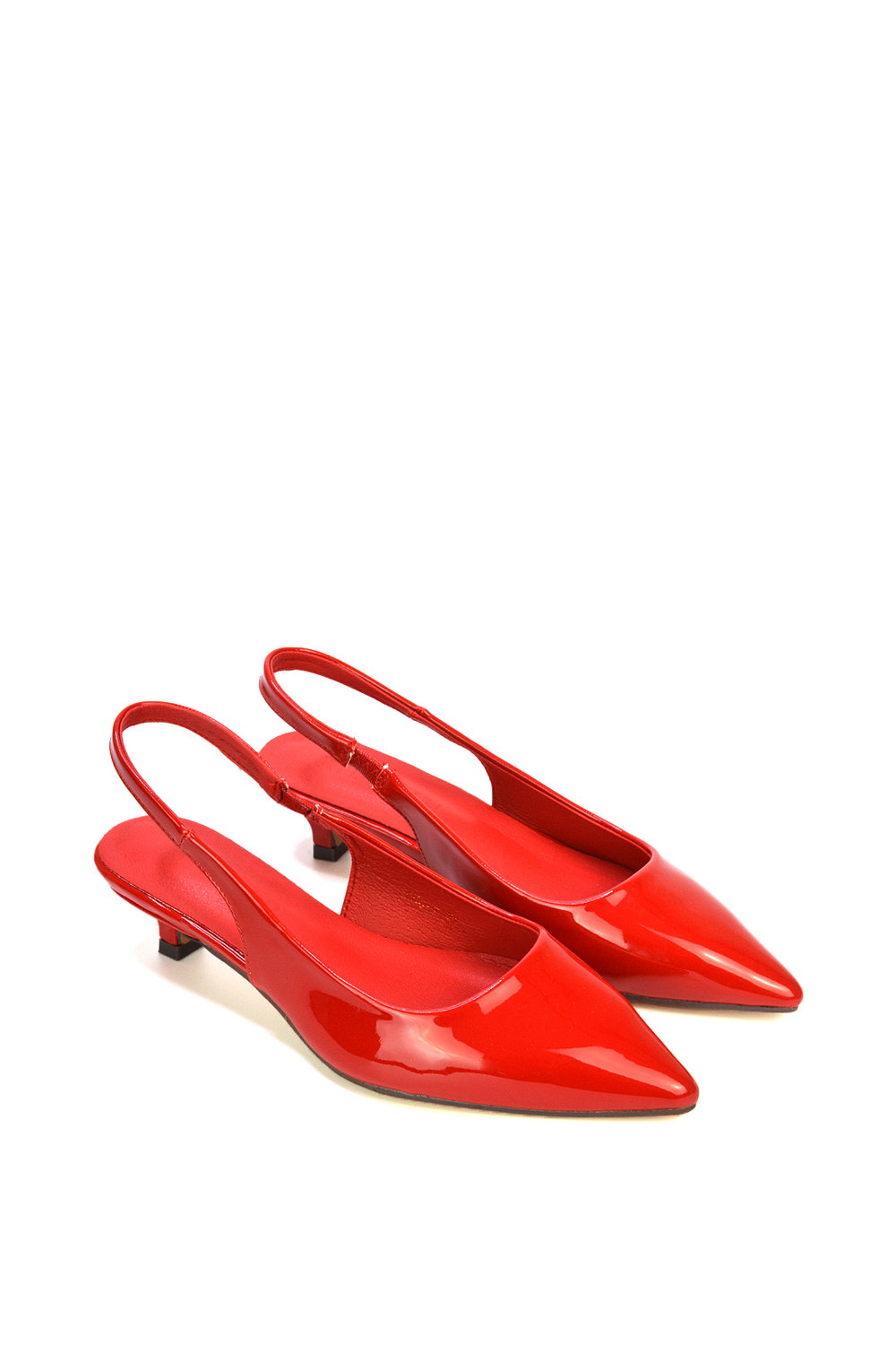 Red 'Jenny' Pointed Toe Low Kitten Heel Slingback Pumps, Image 3 of 5