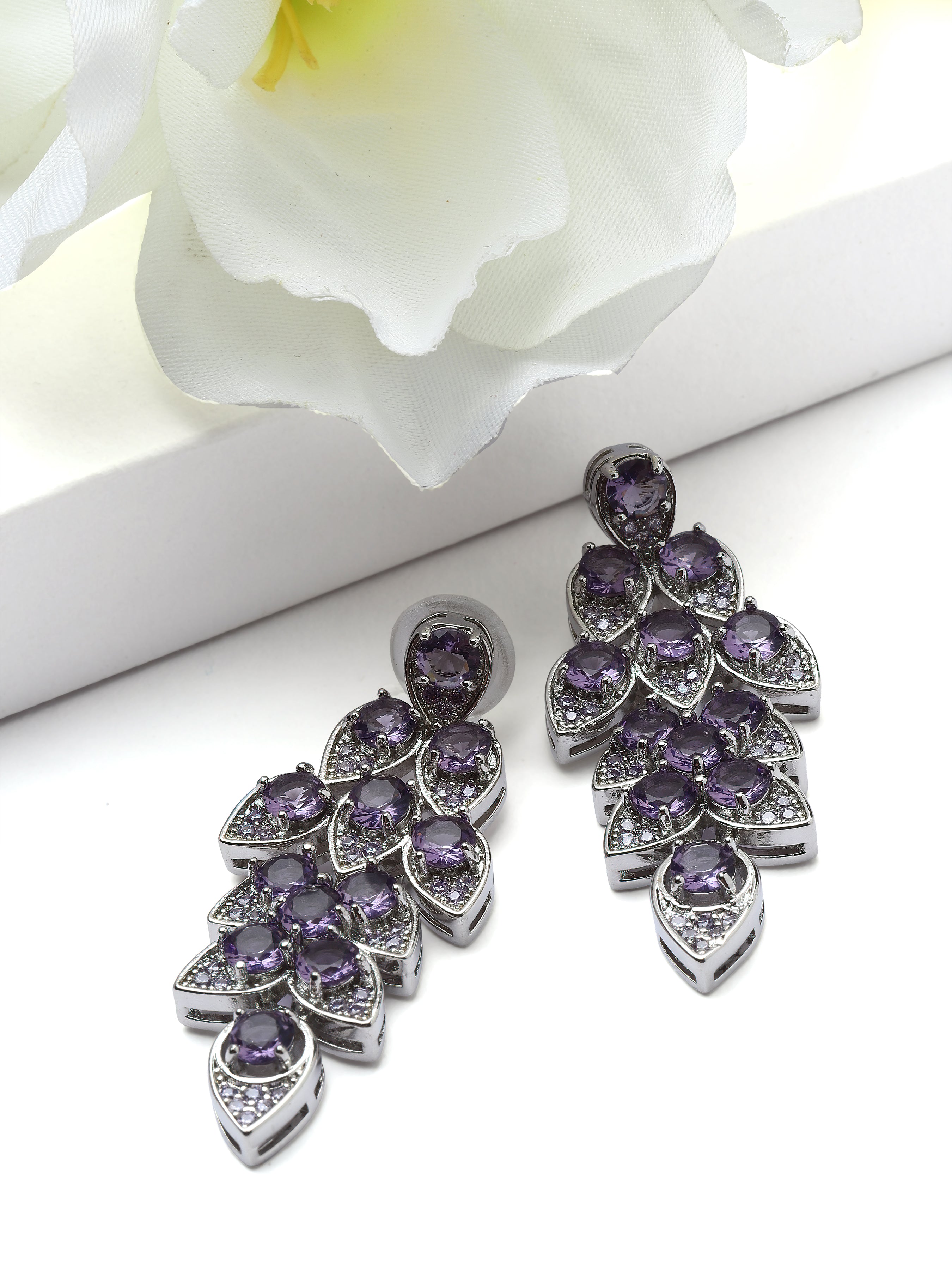 Lilac Cluster Vine Drop Earrings, Image 3 of 3