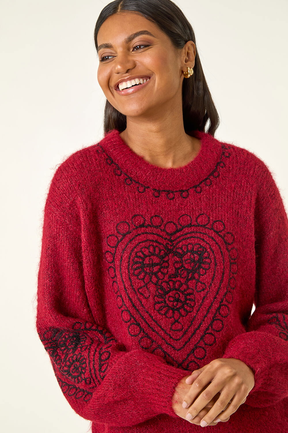 Wine Heart Embroidered Knit Jumper, Image 5 of 5