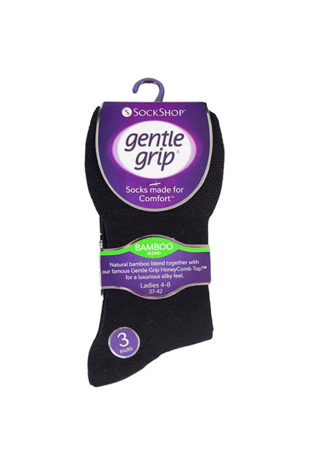 Black 6 Pack Non Elastic Loose Top Bamboo Socks, Image 2 of 5