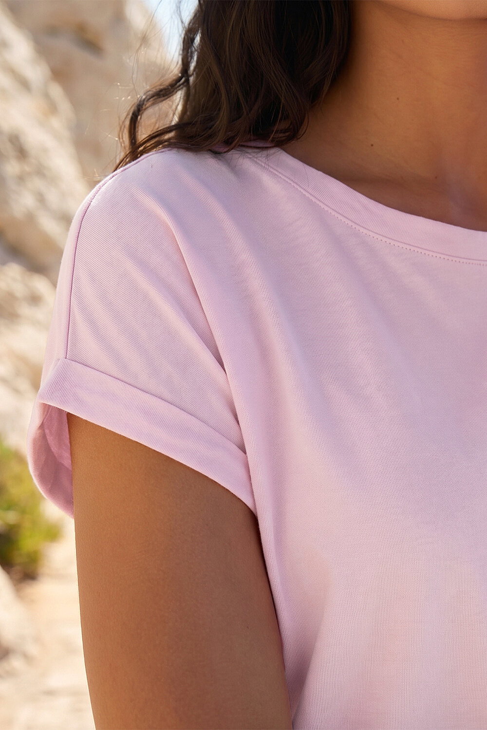 Light Pink Plain Stretch Cotton Jersey T-Shirt, Image 5 of 4