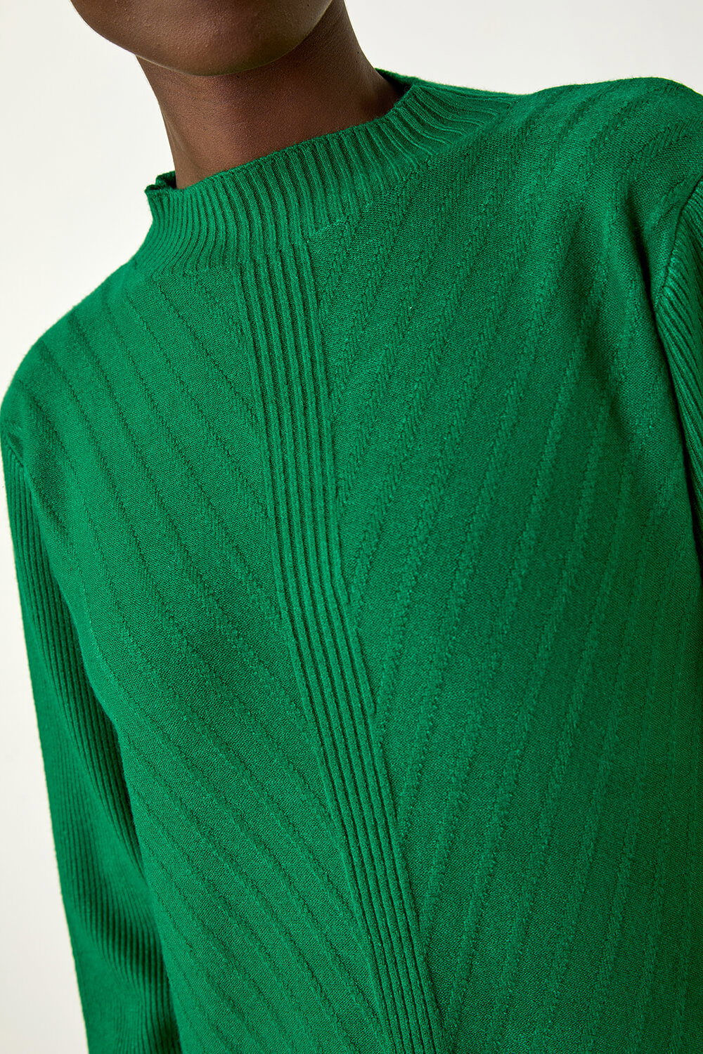Green Textured Rib Knit Dress, Image 5 of 4