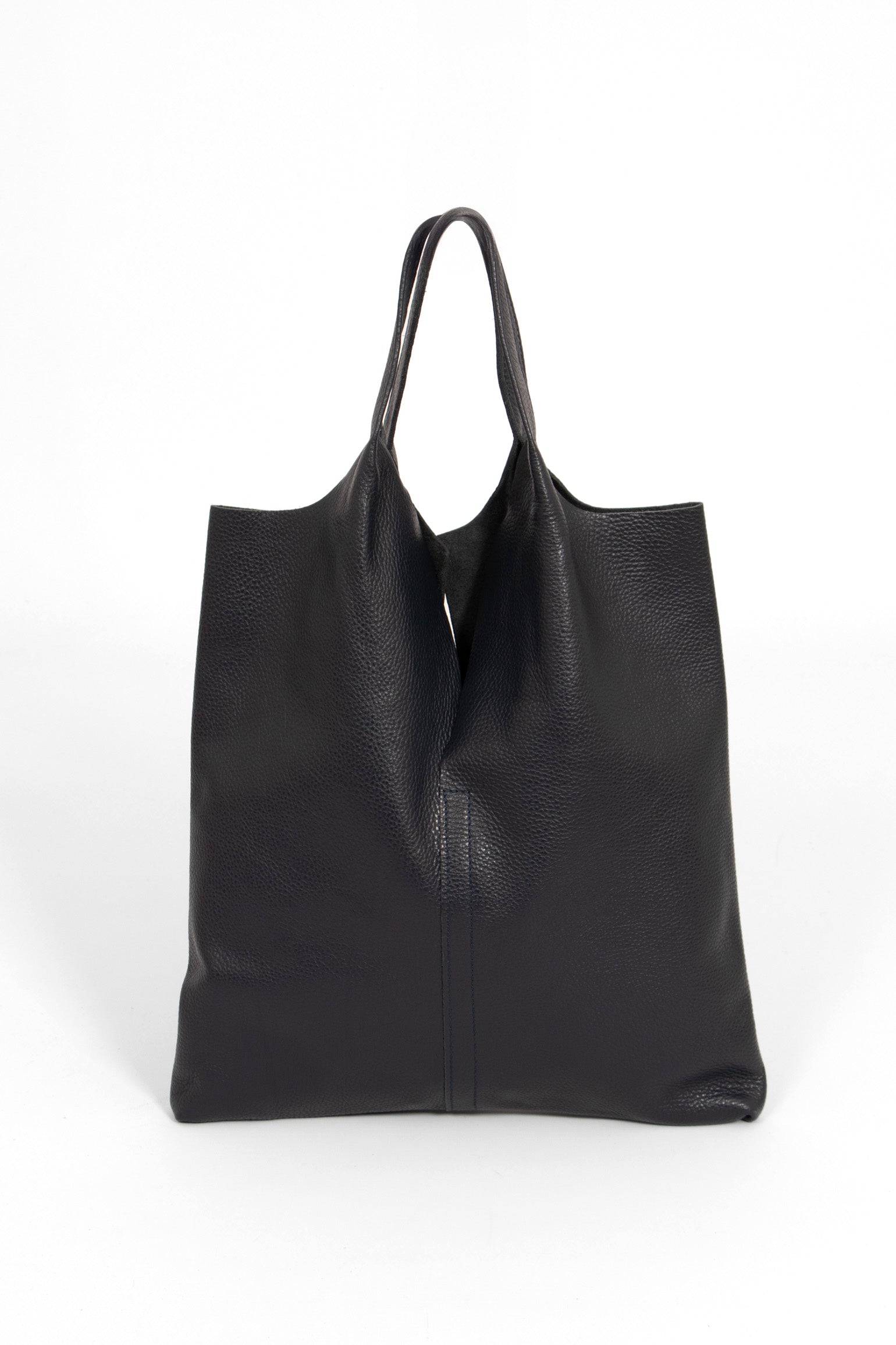 Navy Blue Italian Leather Shoulder Bag, Image 3 of 5