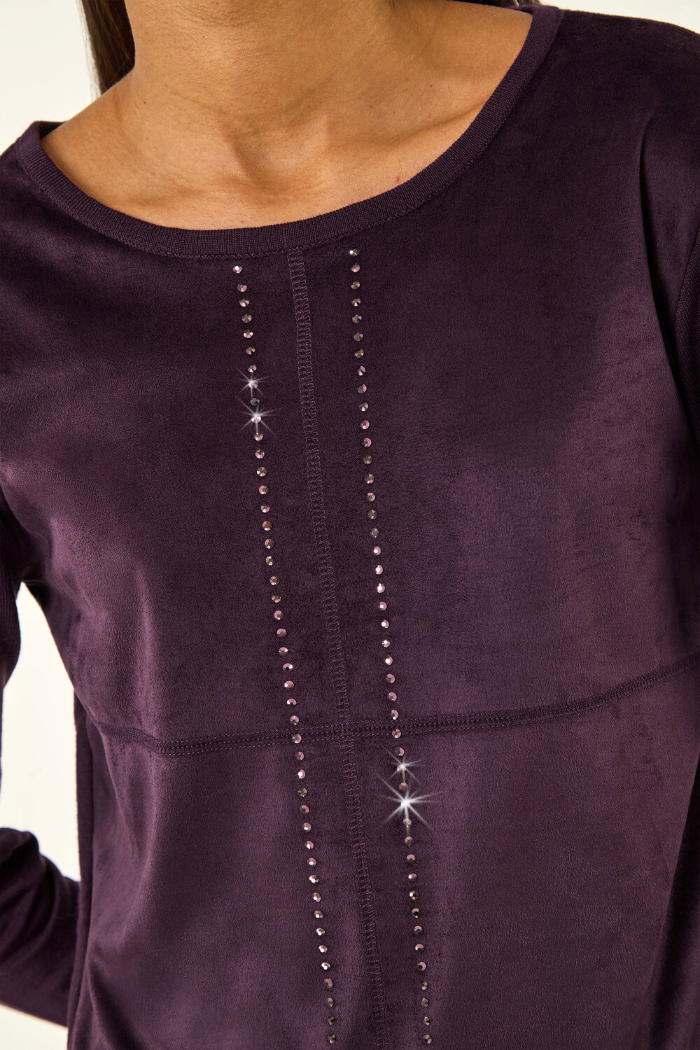 Plum Sparkly Detail Knit Top, Image 6 of 5