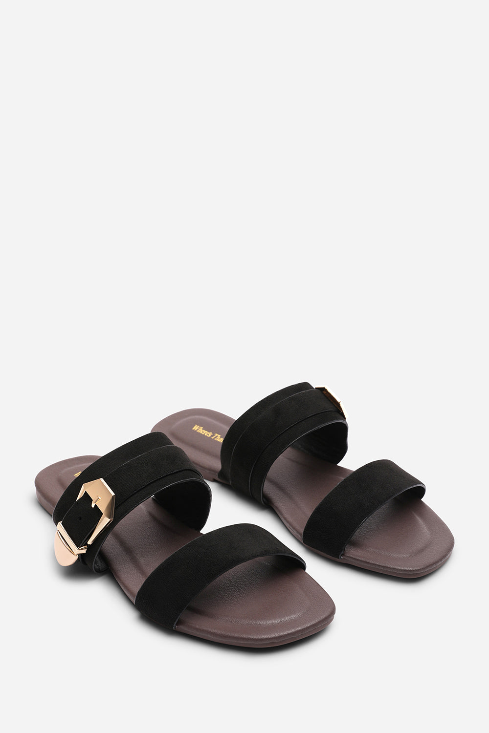 Black Orlina Two Strap Side Buckle Sandal, Image 4 of 5