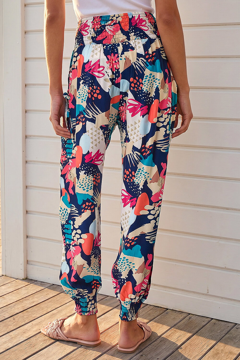 Navy Abstract Tie Pocket Trousers, Image 4 of 4