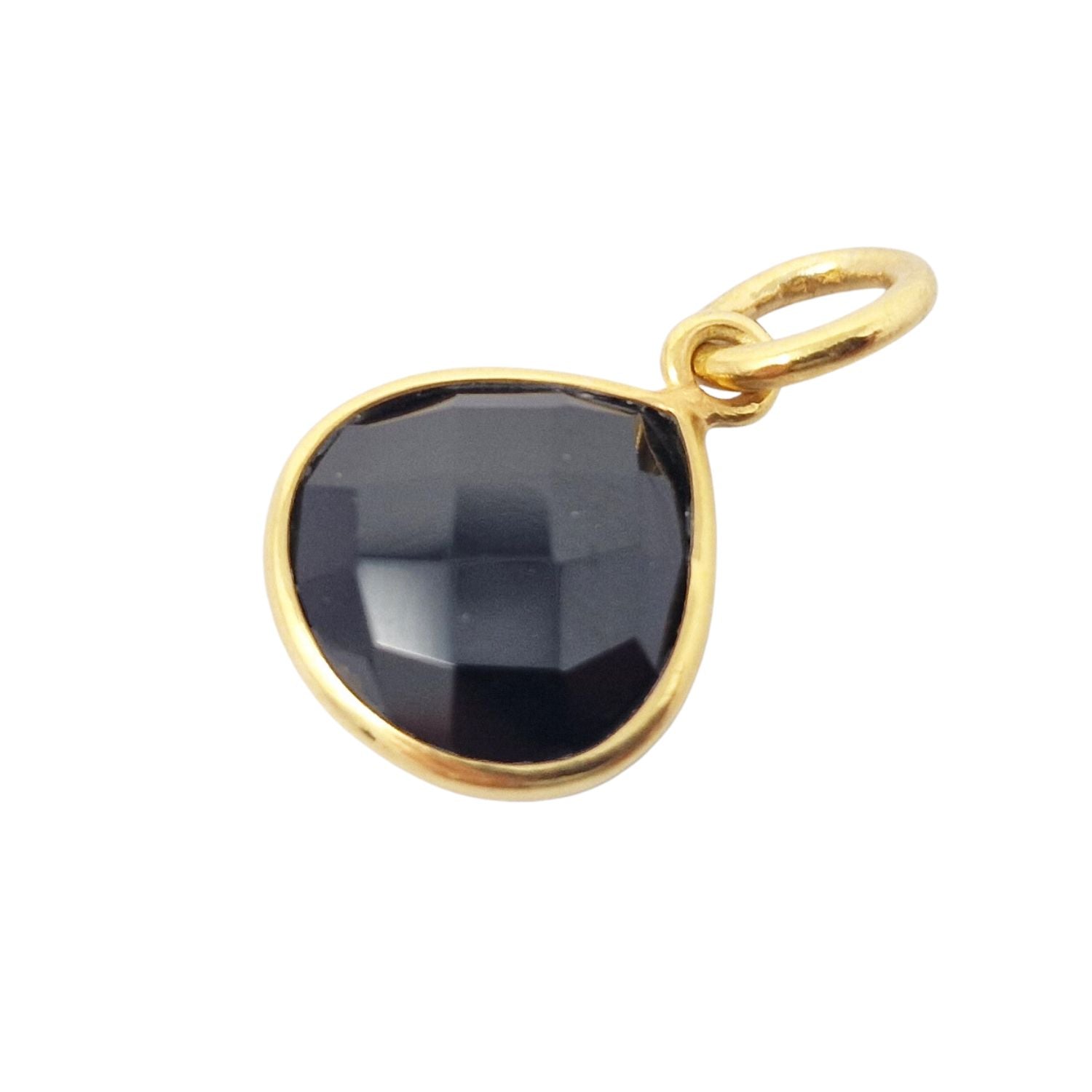 Black 18Ct Gold Plated Black Onyx Heart Gemstone Pendant