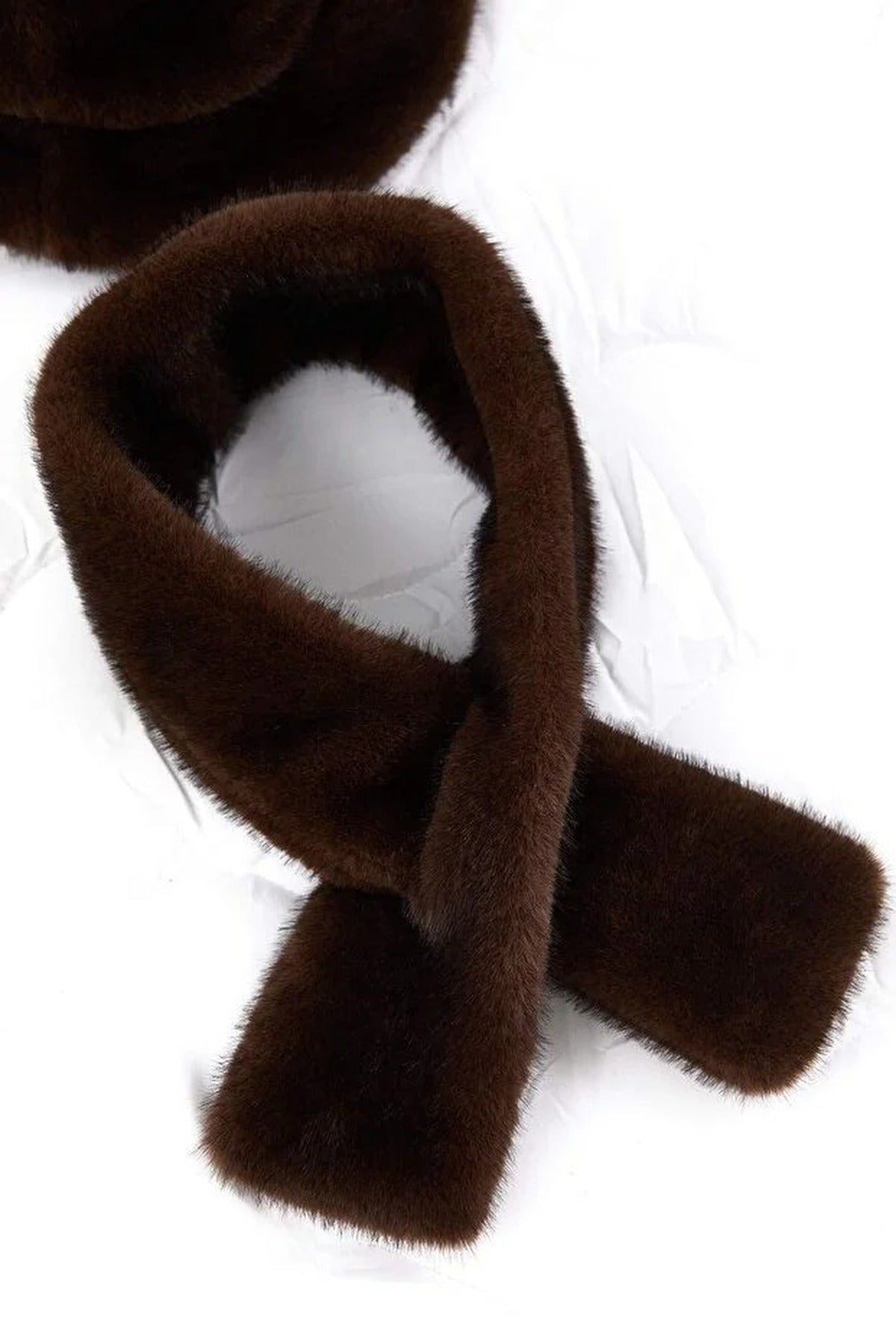 Brown Two Piece Faux Fur Hat and Scarf Knit Set, Image 5 of 5