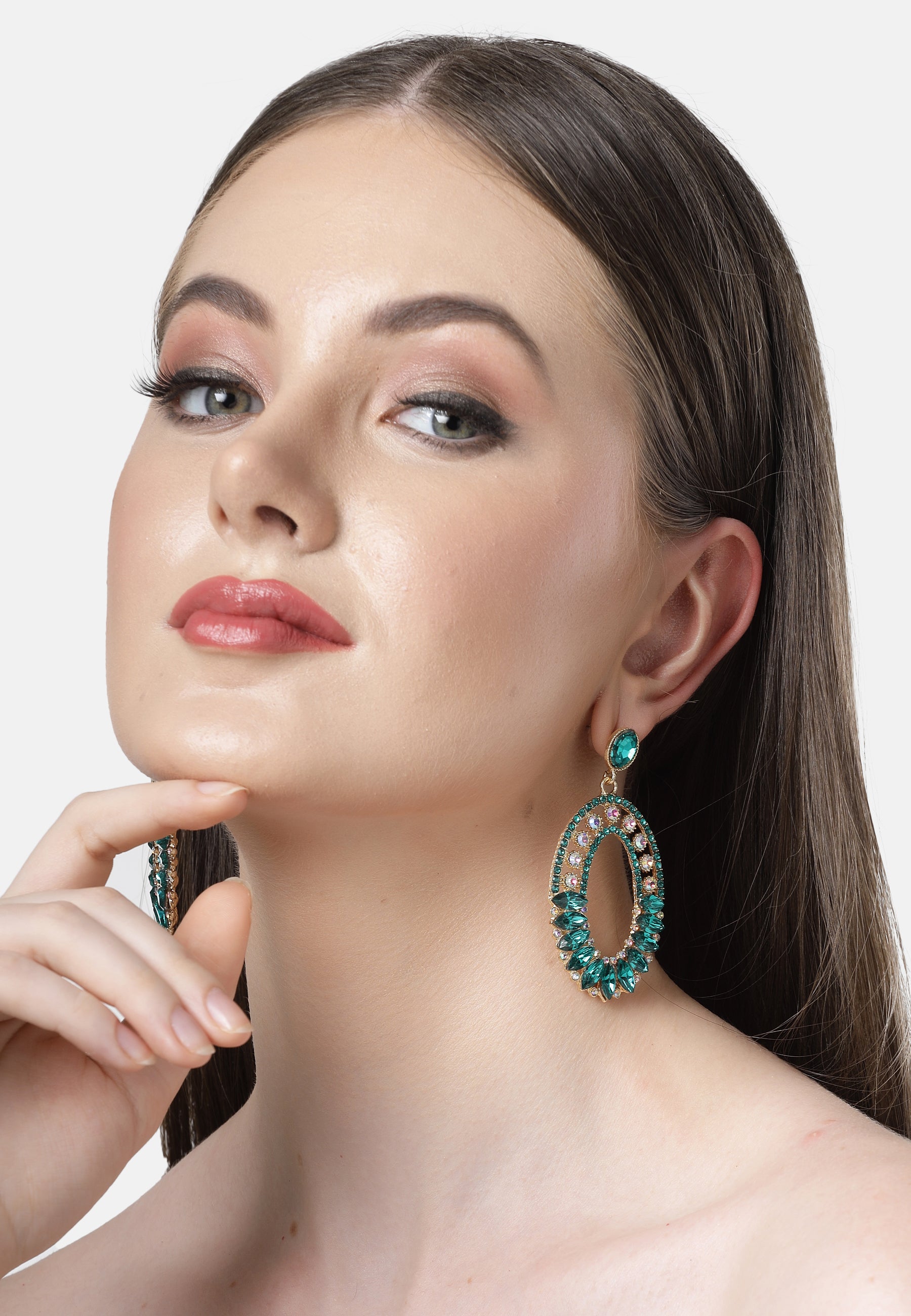 Green AVANT-GARDE PARIS Green Diva Collection Green Mosaic Dangle Earrings, Image 4 of 5