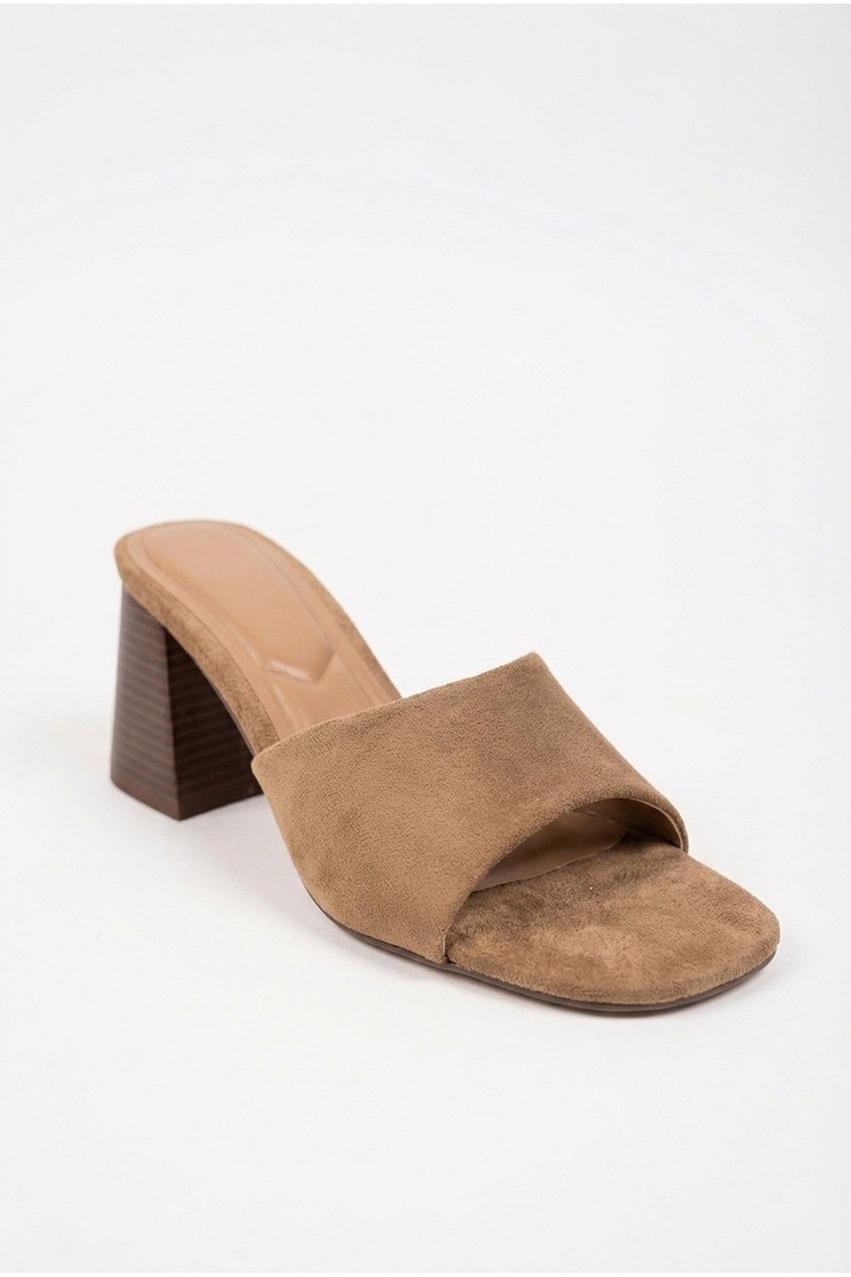 Taupe iKrush Taupe Rosa Womens Square Toe Block Heel Mules, Image 5 of 8