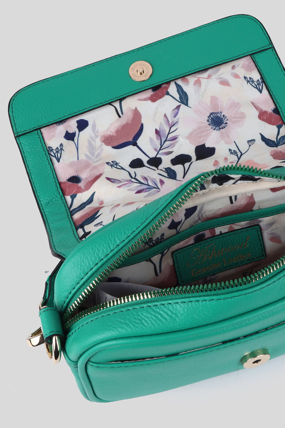 Green Ashwood Leather Green 'Eleganza Milano' Real Leather Flapover Crossbody Bag, Image 4 of 4
