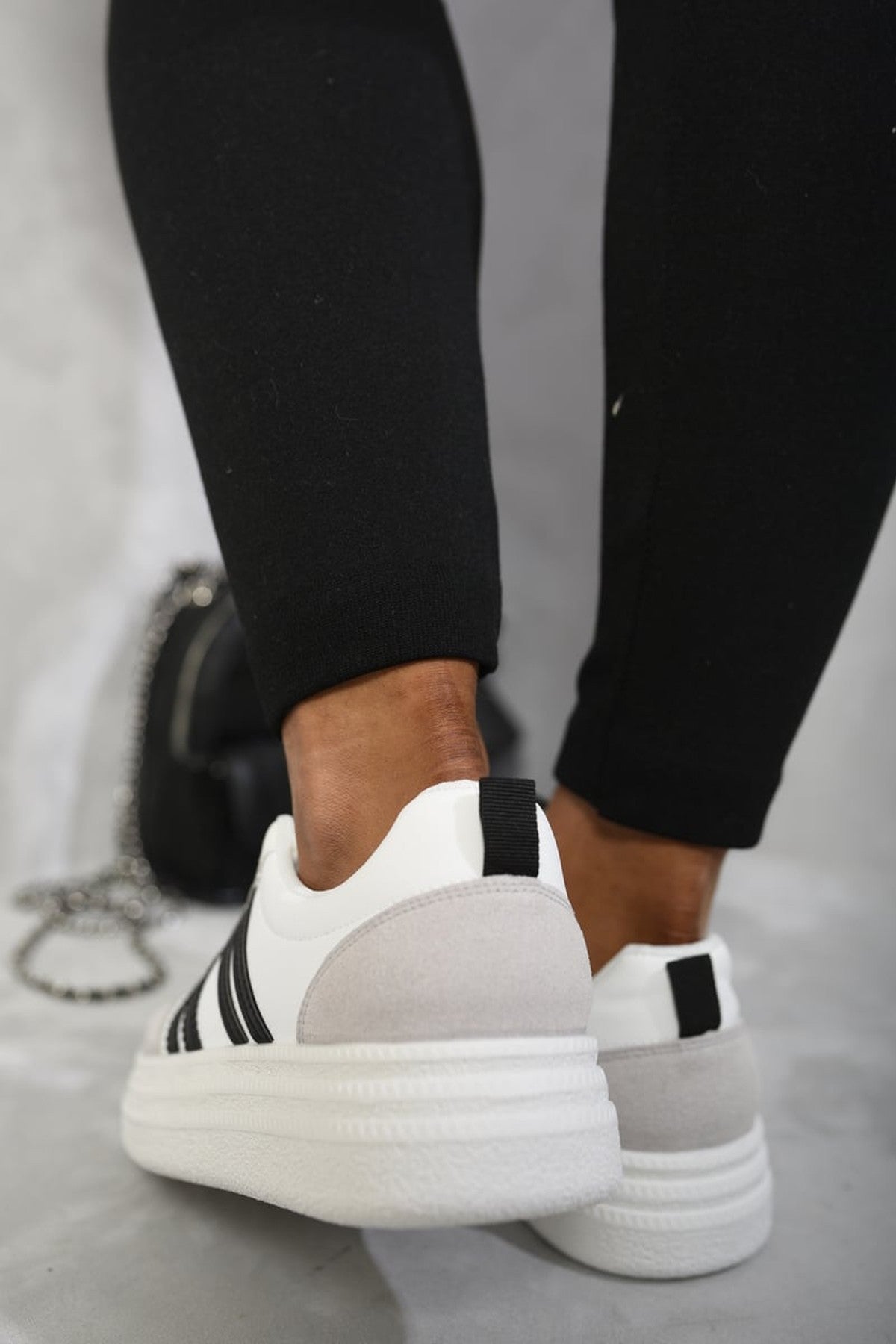 Black iKrush Black Annie Striped Lace Up Trainers, Image 2 of 4