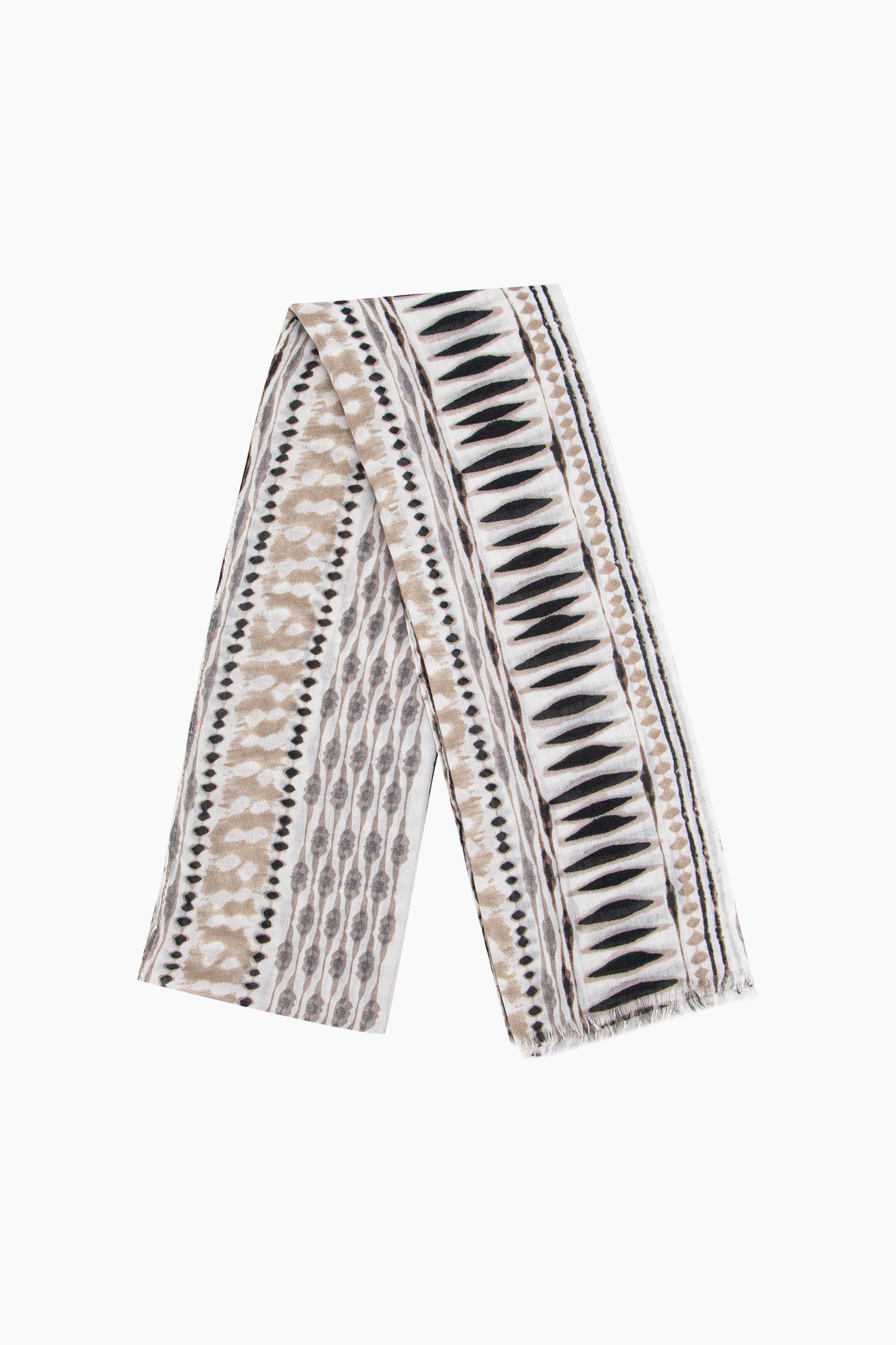 Beige Sarta Beige Geometric Boho Lightweight Scarf, Image 2 of 5