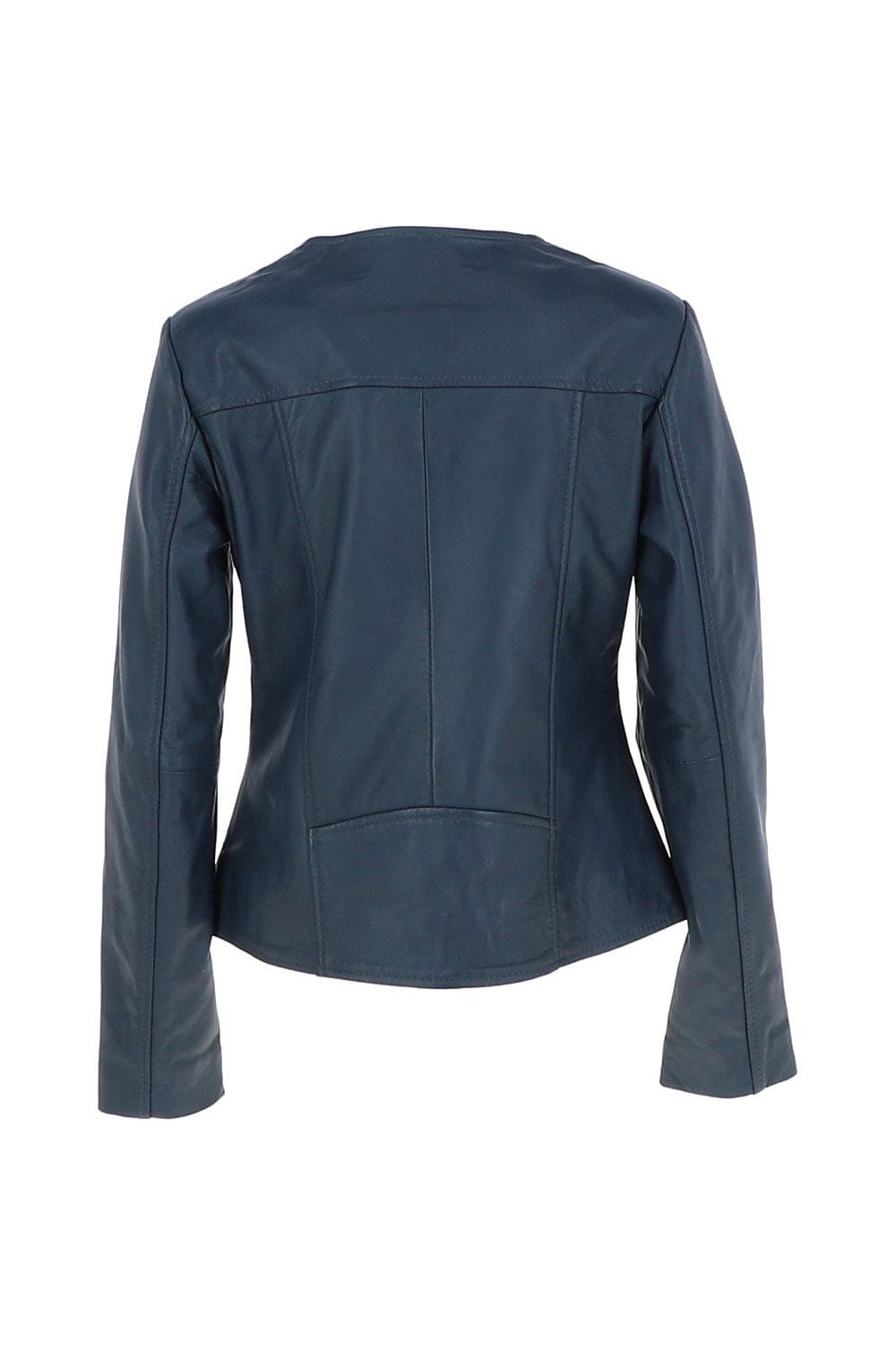 Navy 'MB' Real Leather Fashion Biker Jacket, Image 3 of 5