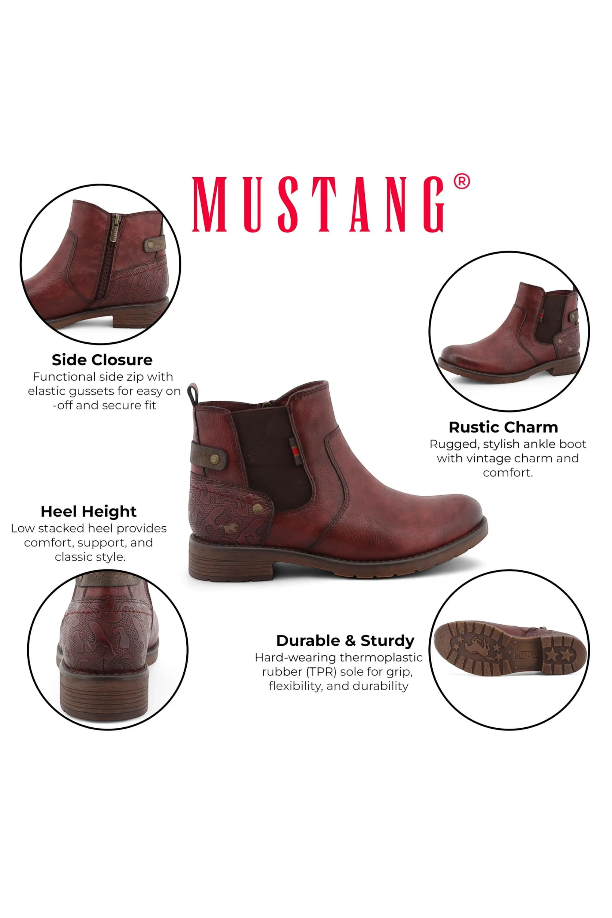 Red Womens Chelsea Ankle Boots - M0052002, Image 3 of 7