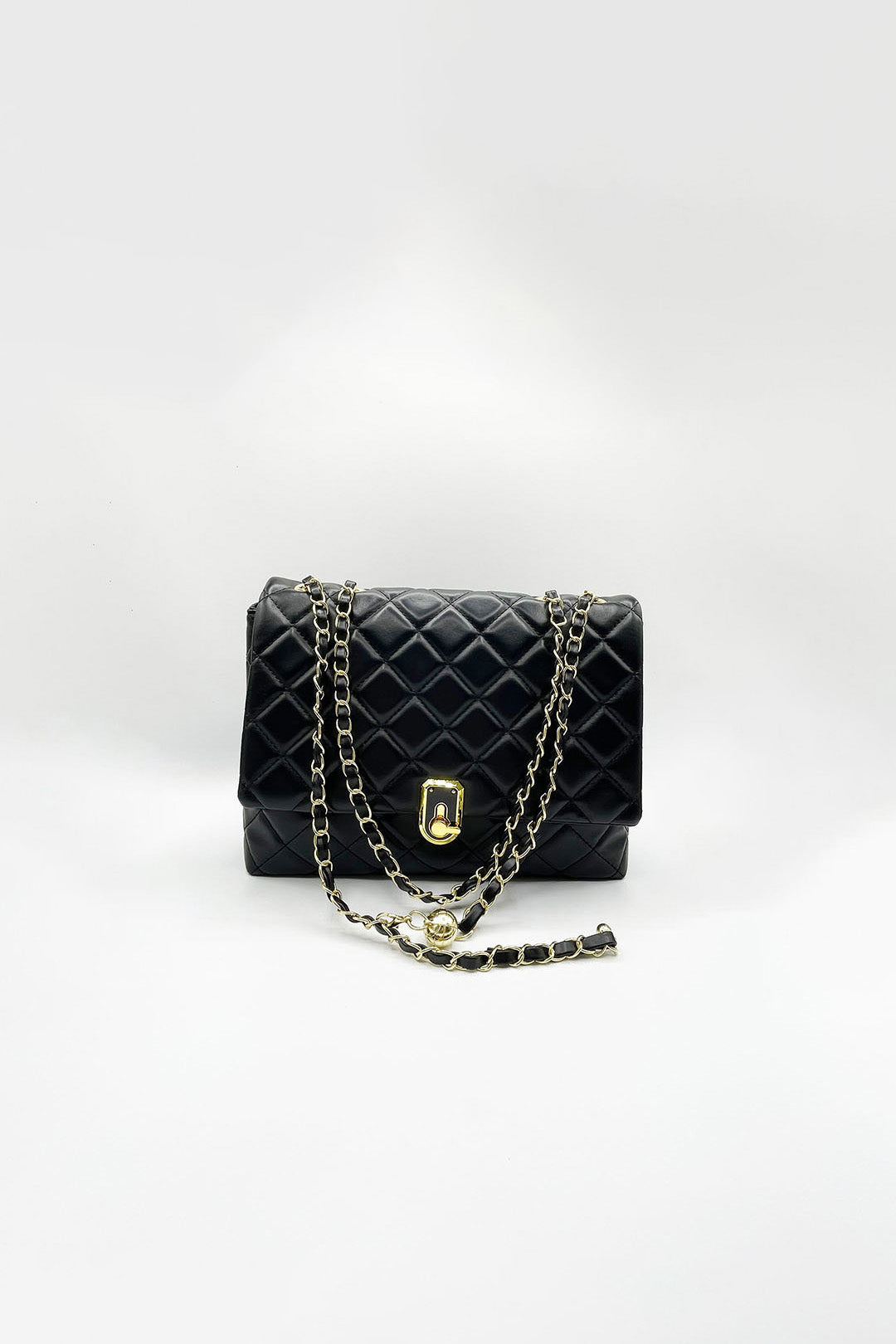 Black Luxury Quilted Shoulder Handbag, Image 3 of 4