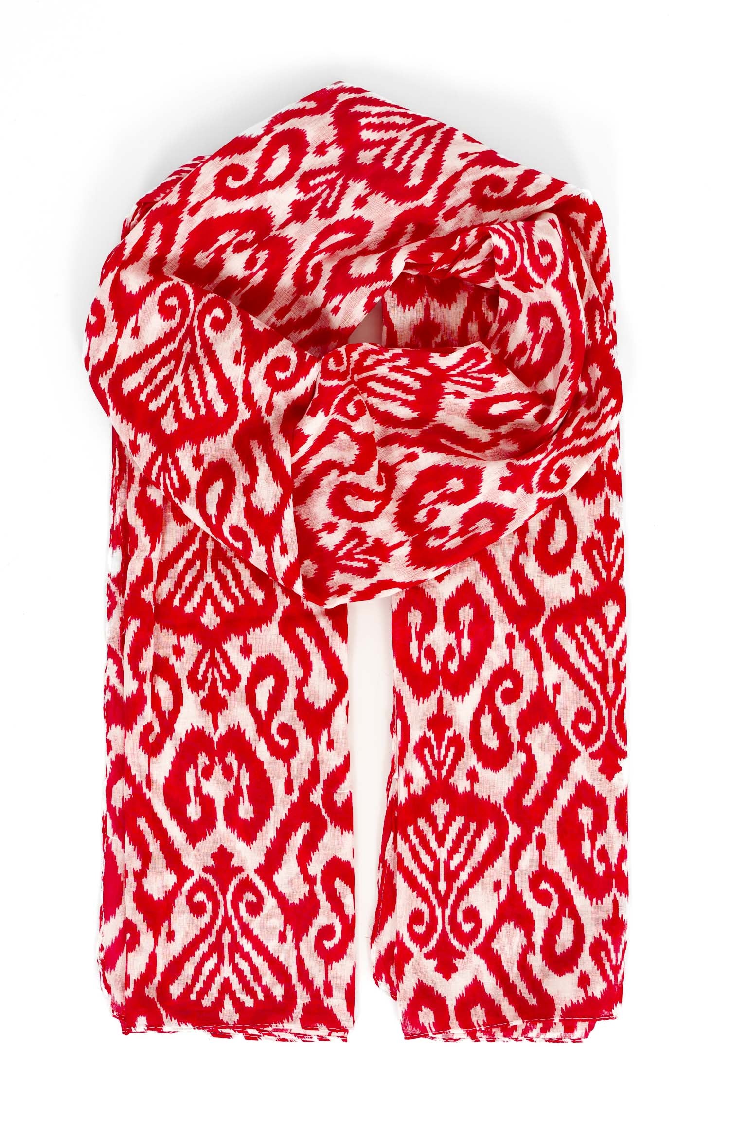 Red Damask Lightweight Cotton Scarf, Image 1 of 4