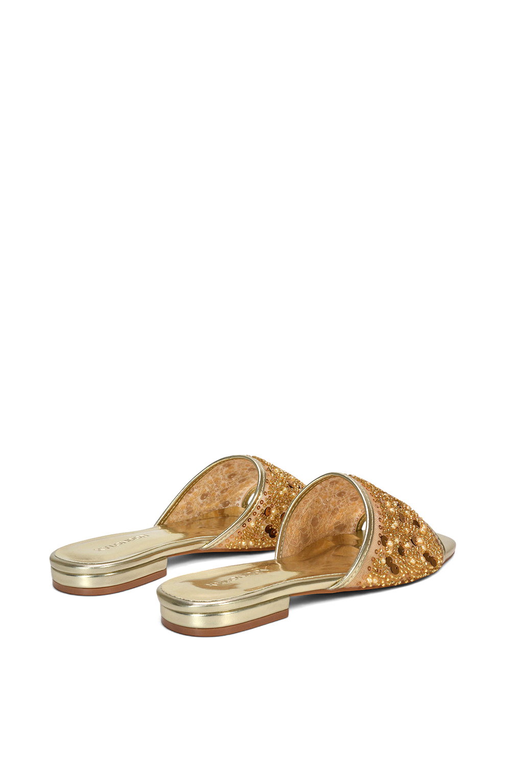 Gold 'Ziva' Embroidered Sequin Slip On Slider Sandals, Image 4 of 6