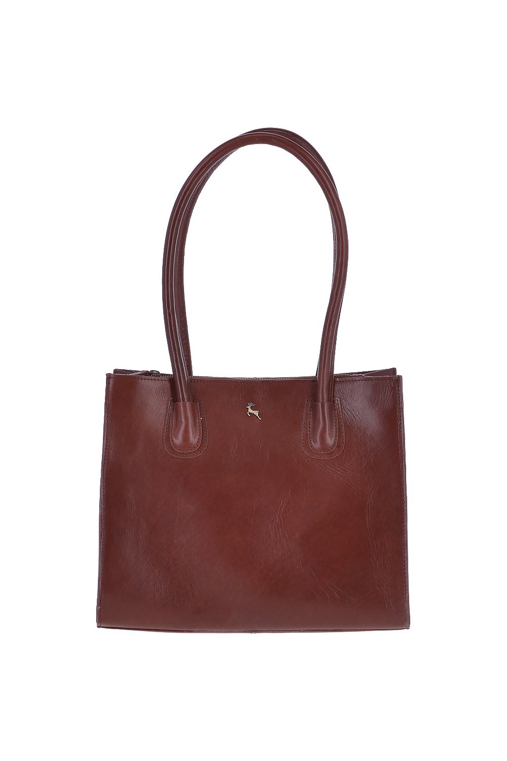 Brown Vegetable Tanned Real Leather Two Section With Mid Purse Bag, Image 1 of 3