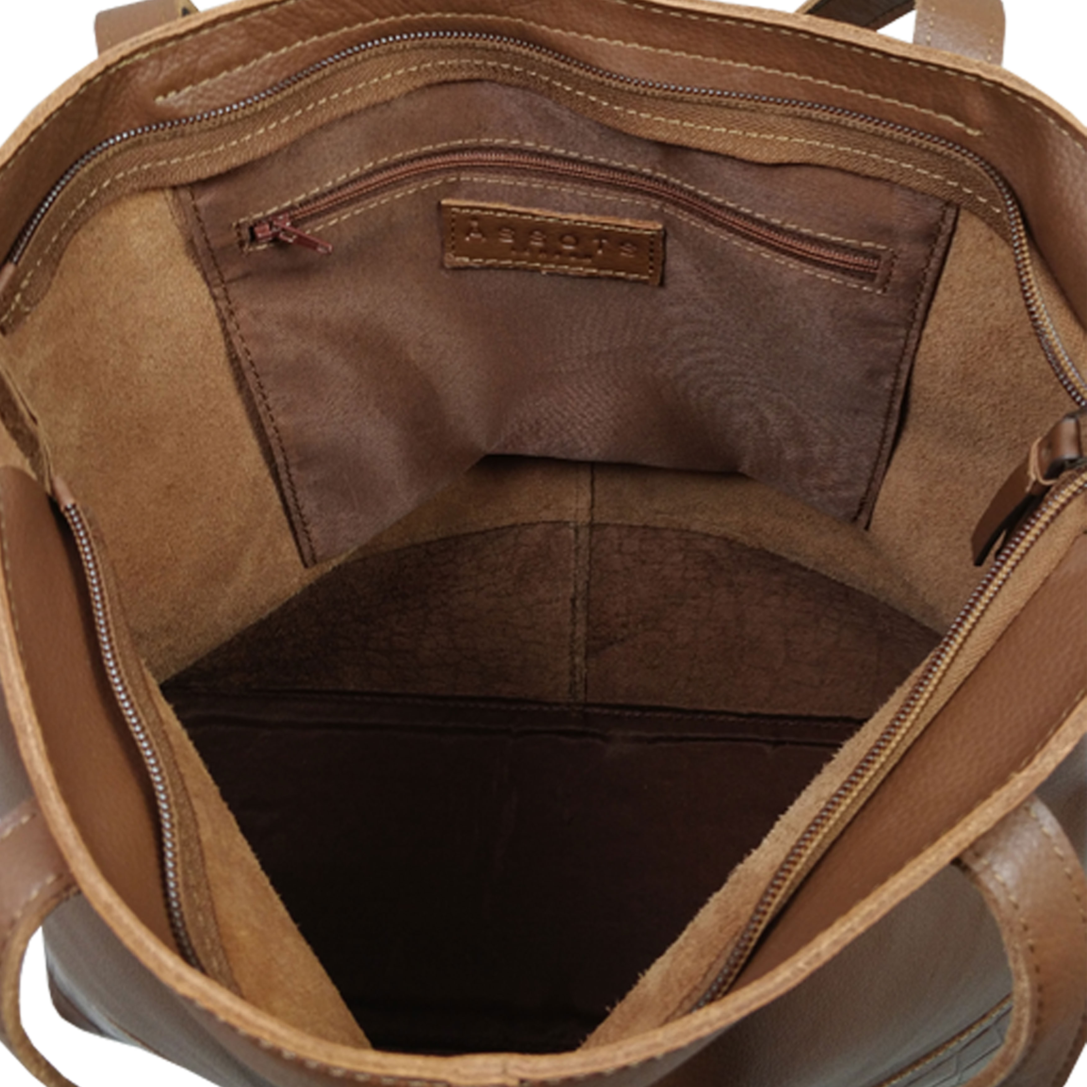 Tan 'SIENNA' Embossed Croc + Pebble Grain Unlined Leather Tote Bag, Image 4 of 5