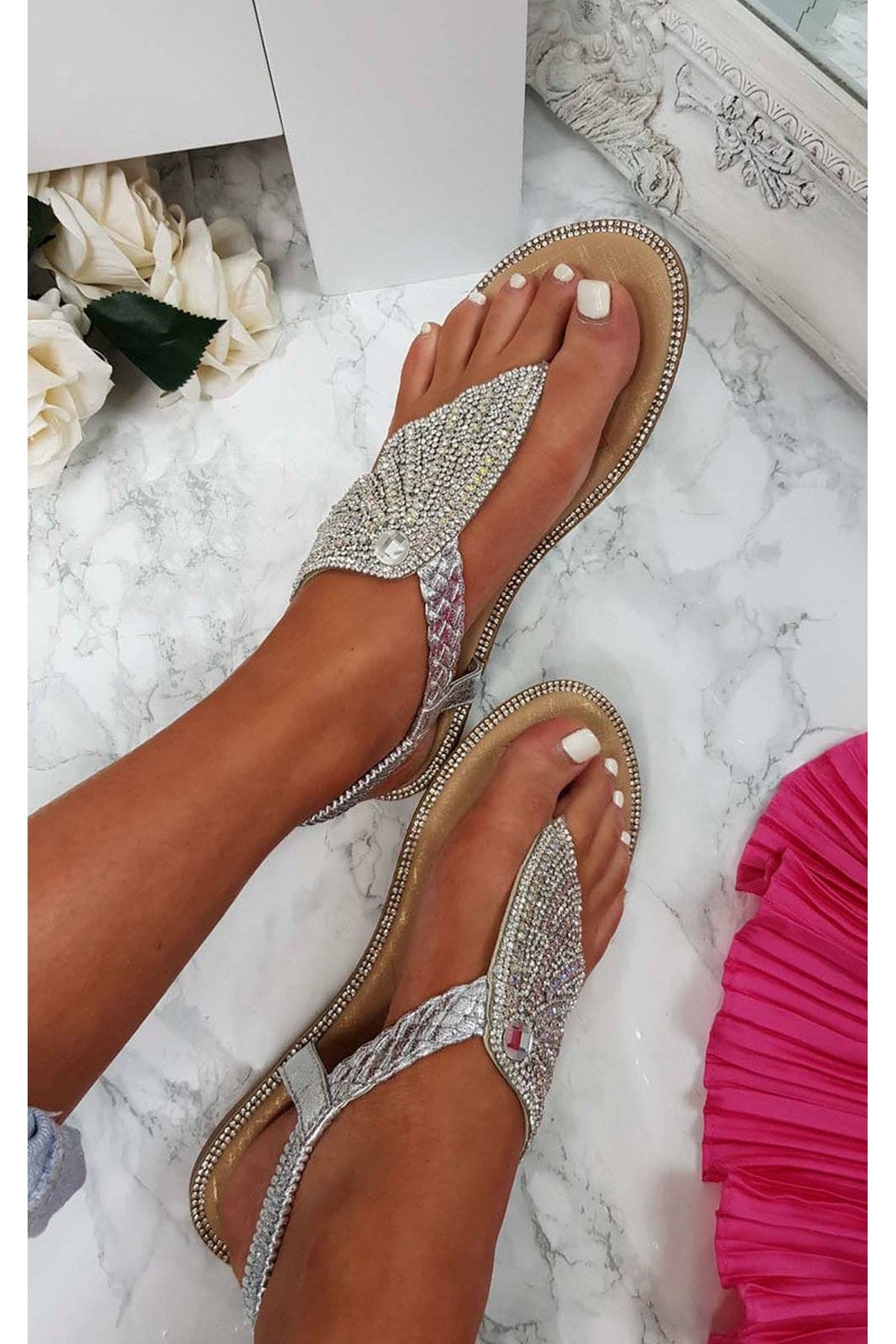 Black Orlagh Diamante Embellished Sandals