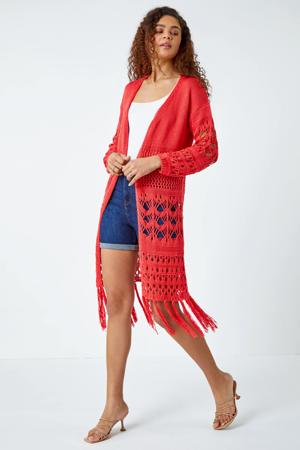 SHEIN VCAY Plus Size Fringed Denim Shorts SHEIN Singapore