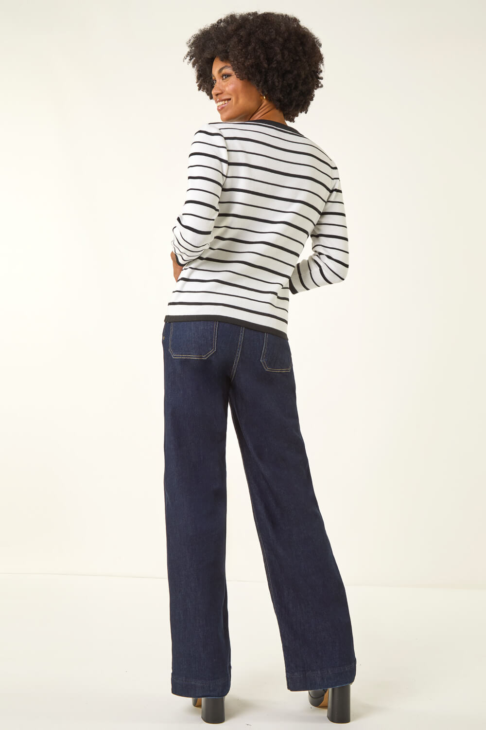Ivory  Stripe Bow Detail Knit Jumper , Image 4 of 5
