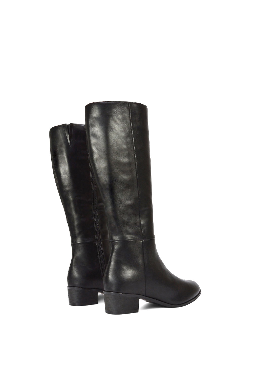Black ‘Anne’ Knee High Boots with Low Block Heel, Image 4 of 6