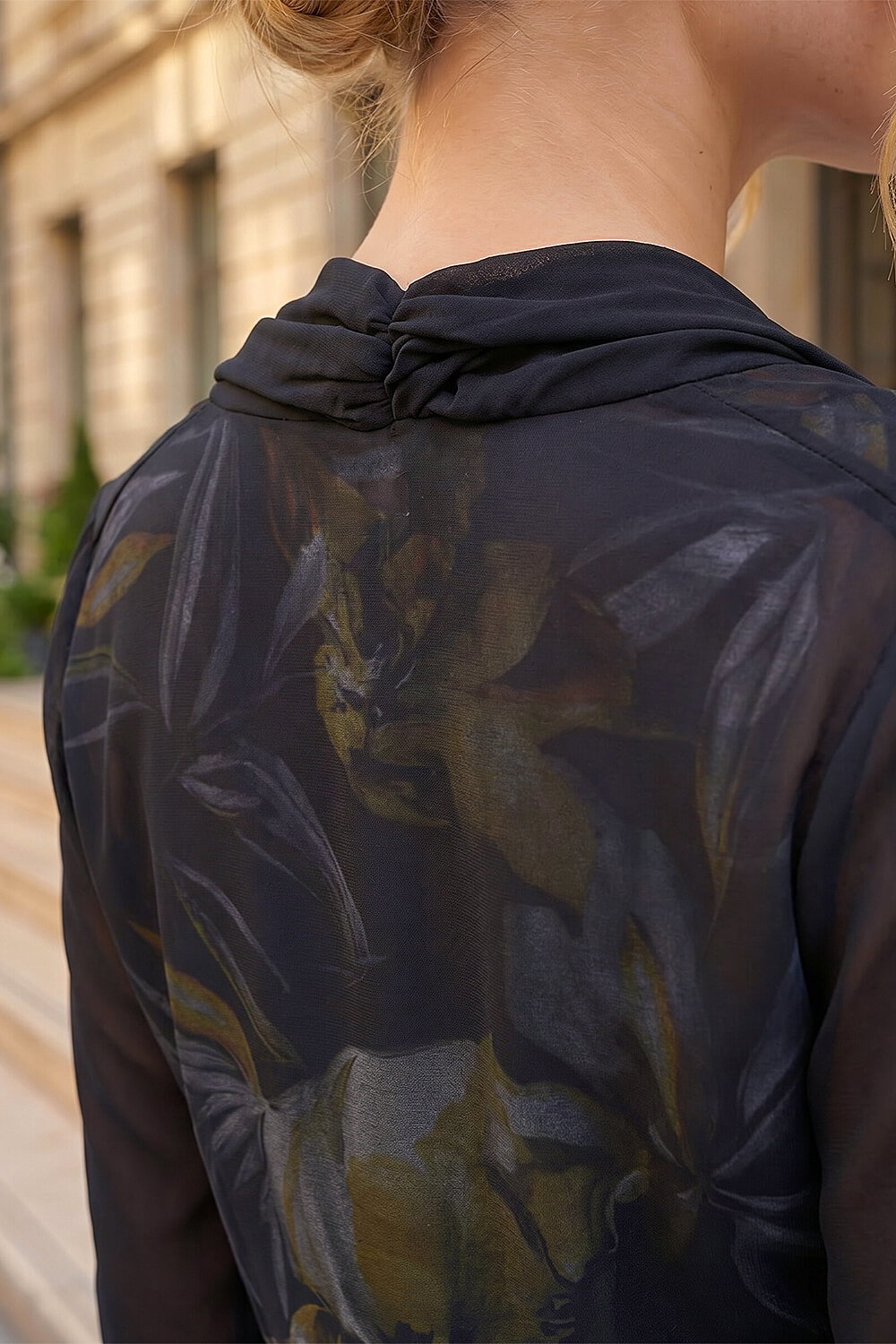 Black Ruched Hem Chiffon Bolero, Image 5 of 4