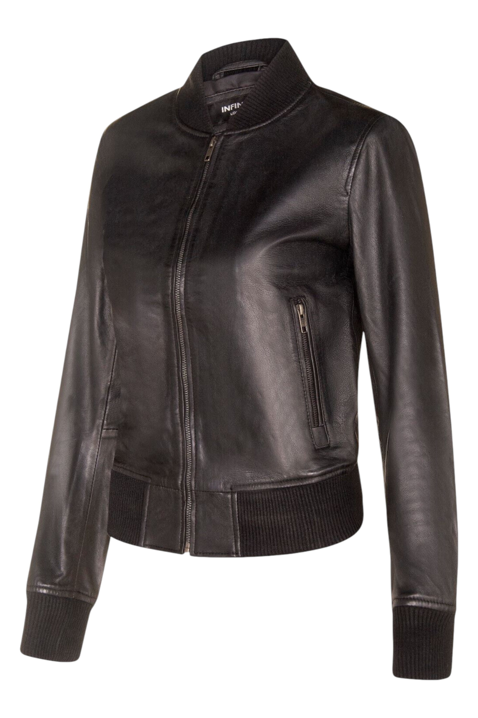 Black MA-1 Leather Bomber Jacket-Newcastle, Image 2 of 4