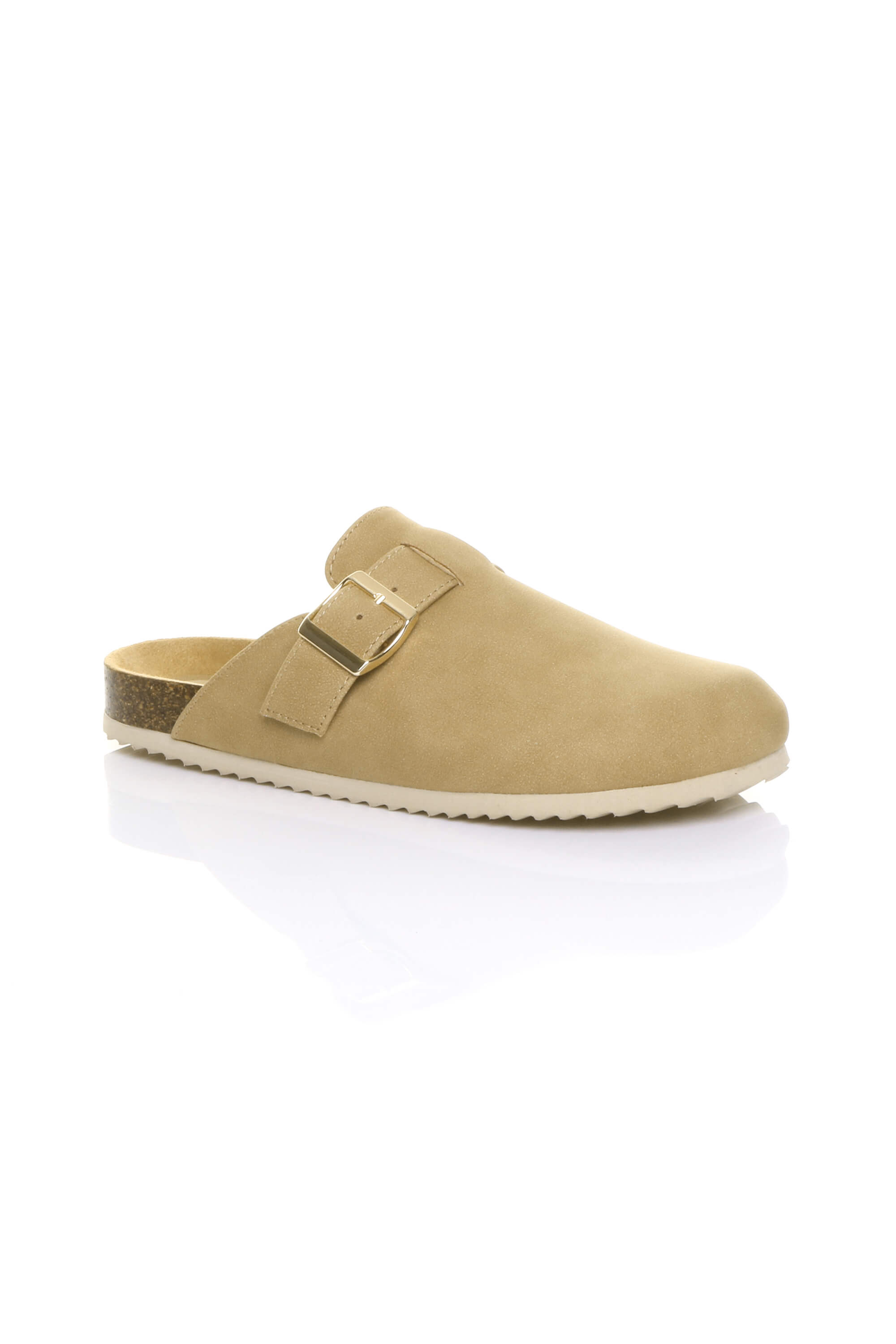 Beige AJVANI Beige Flat Footbed Sandals Mules, Image 1 of 4
