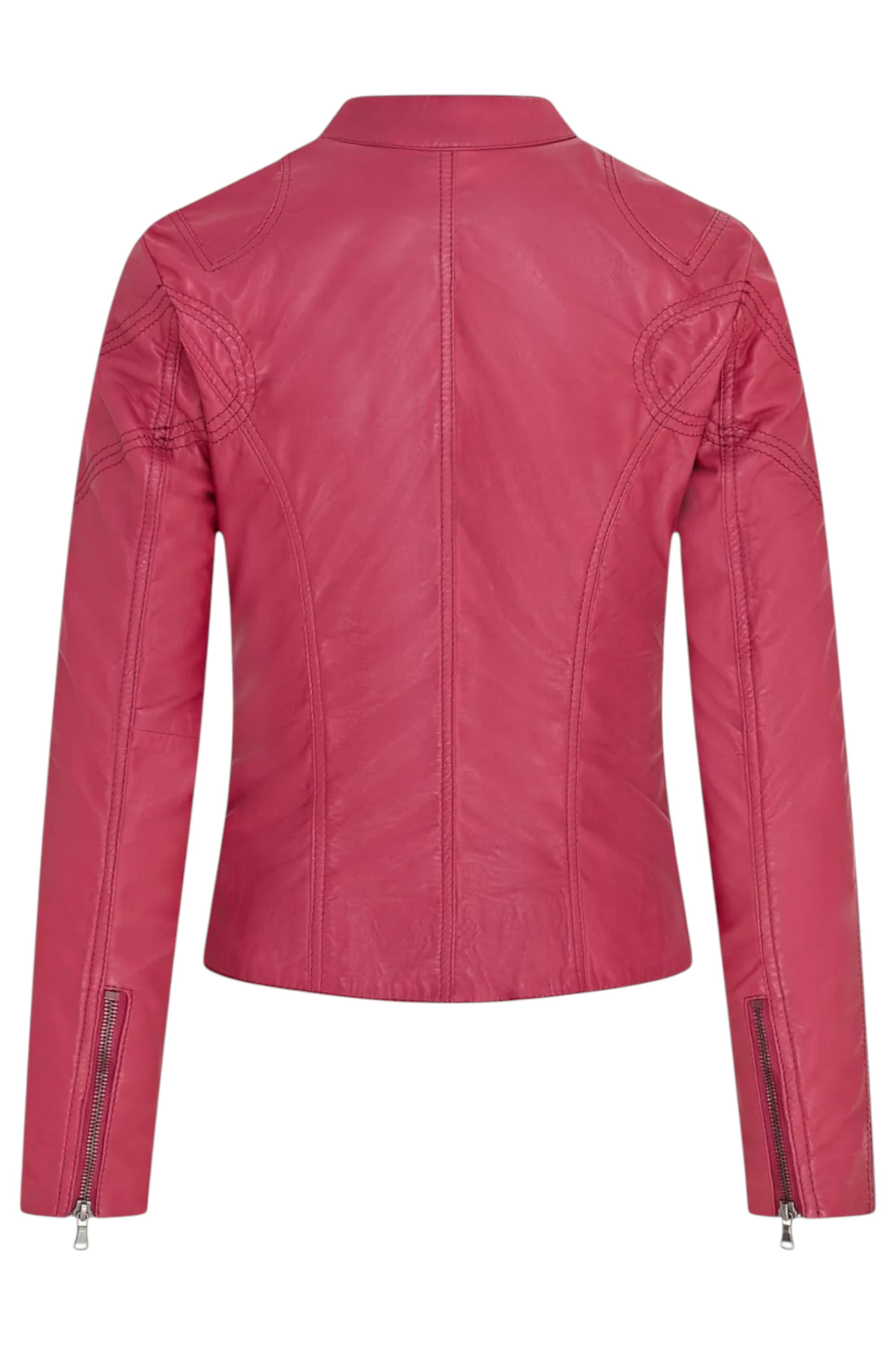 Pink Infinity Leather Pink Slim-Fit Leather Biker Jacket-Tulsa, Image 4 of 6