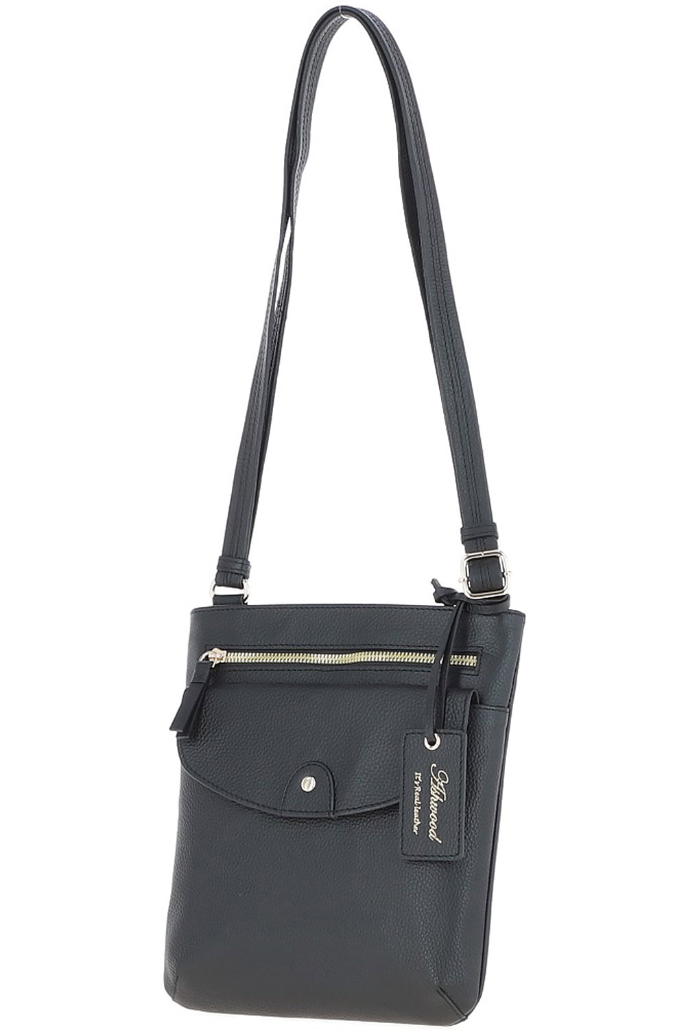 Black Ashwood Leather Black 'Five CB' Real Leather Cross Body Bag, Image 4 of 5