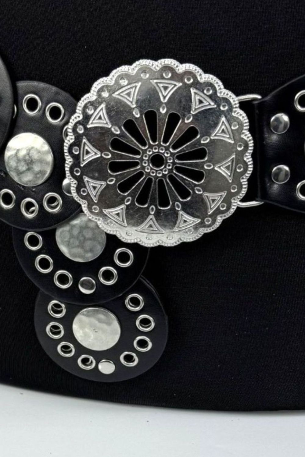 Black Large Eyelet Disc Belt, Image 2 of 2
