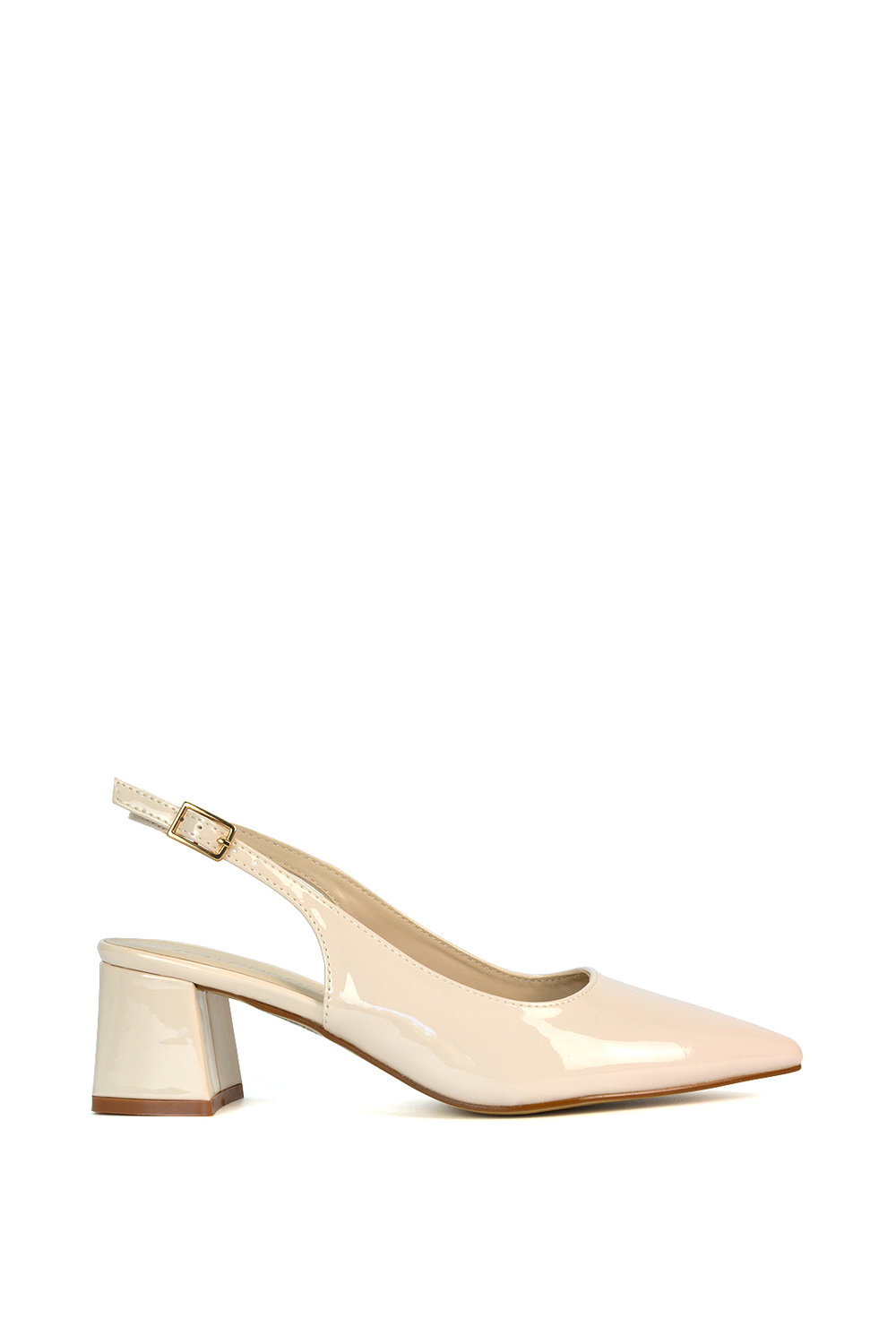 White 'Devon' Court Shoe Block Heels With Slingback