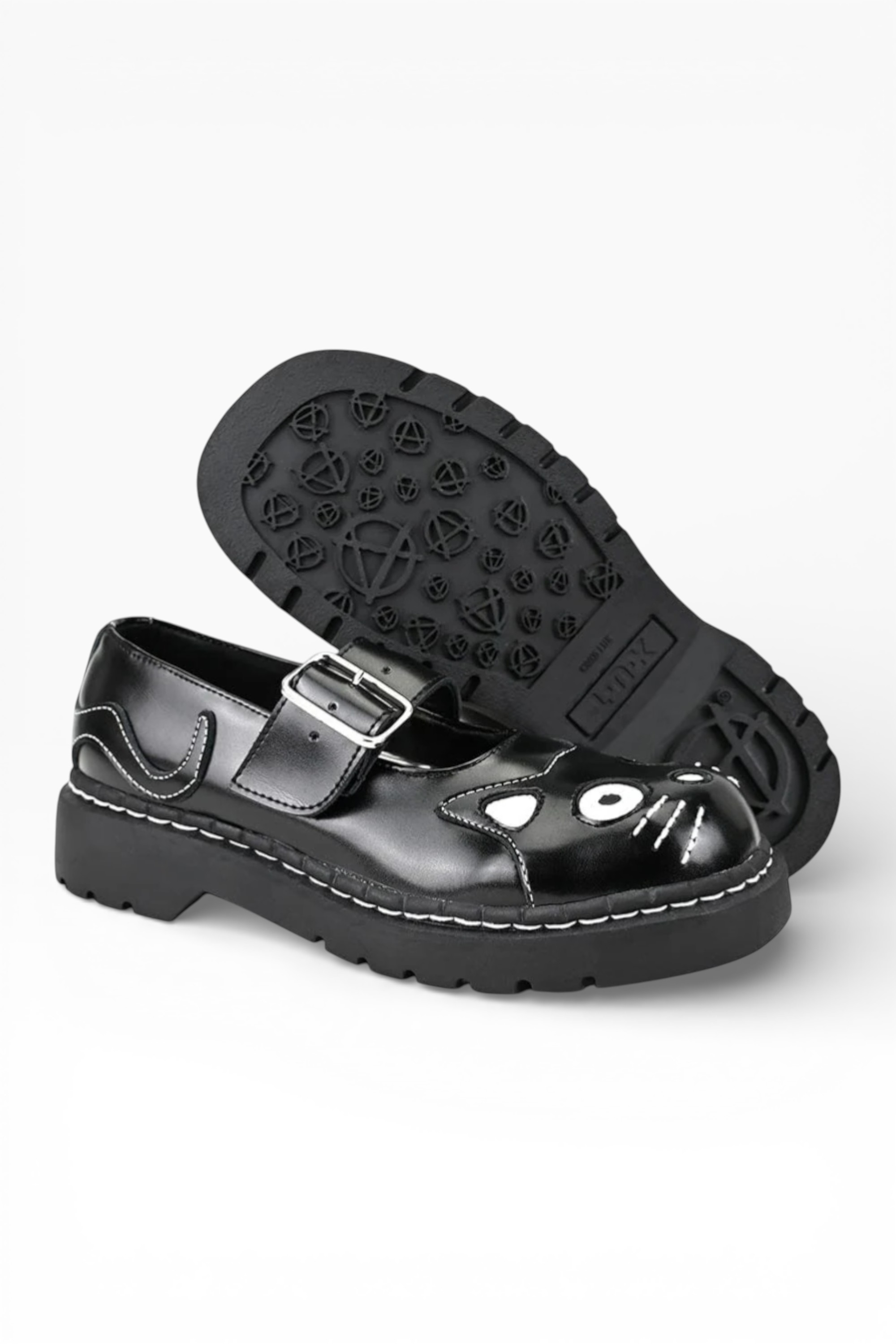 Black TUK Footwear Black Mary Jane Leather Goth Shoes - T2025, Image 4 of 8
