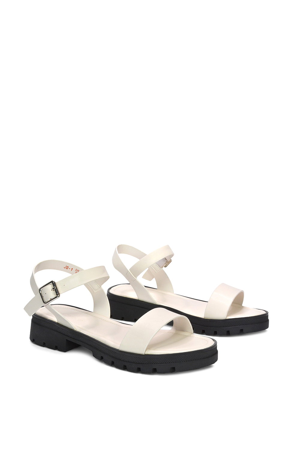 White 'Sorella' Low Heel Chunky Sandals With Ankle Strap, Image 3 of 5