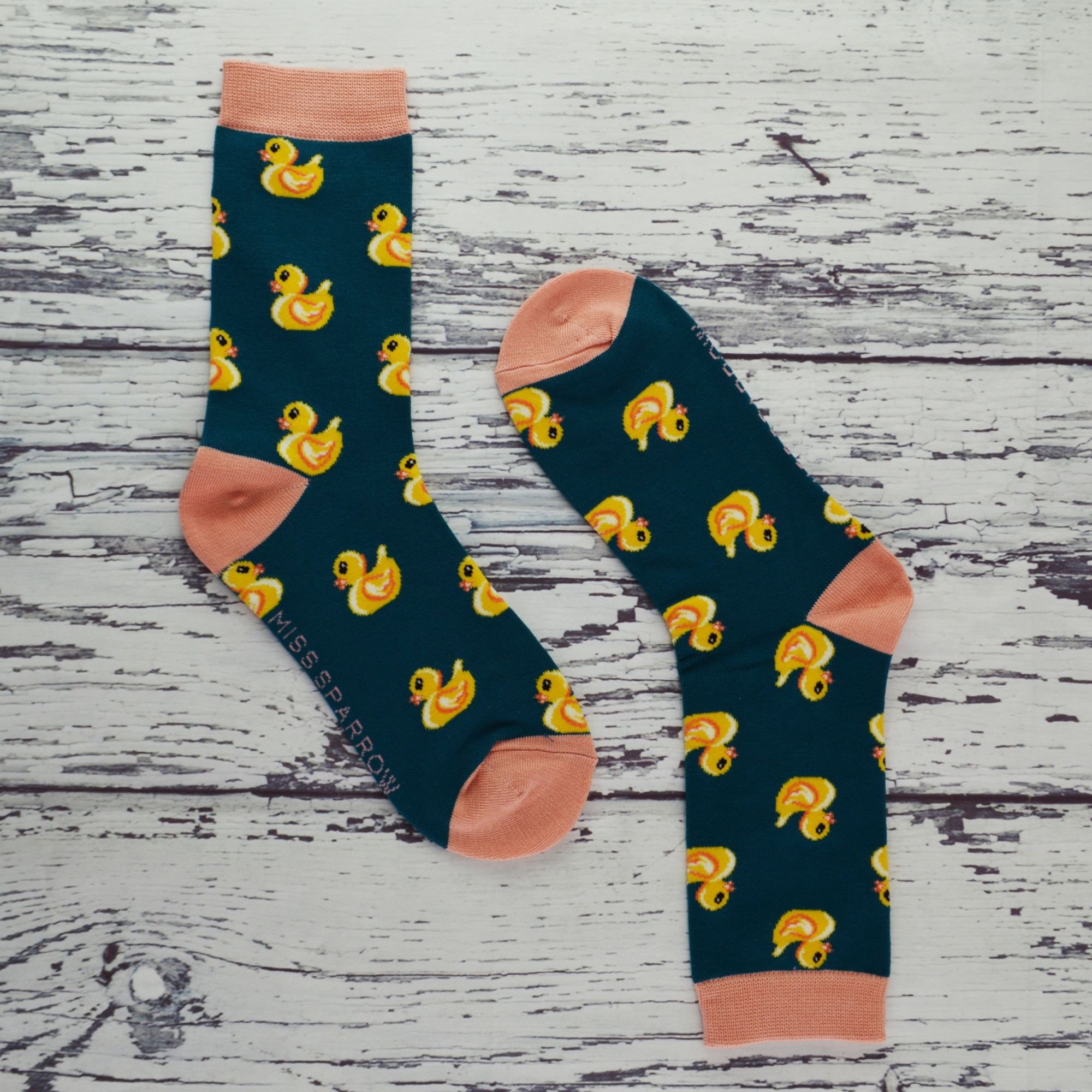 Teal 1 Pack Novelty Teal Rubber Duck Bamboo Socks, Image 3 of 5
