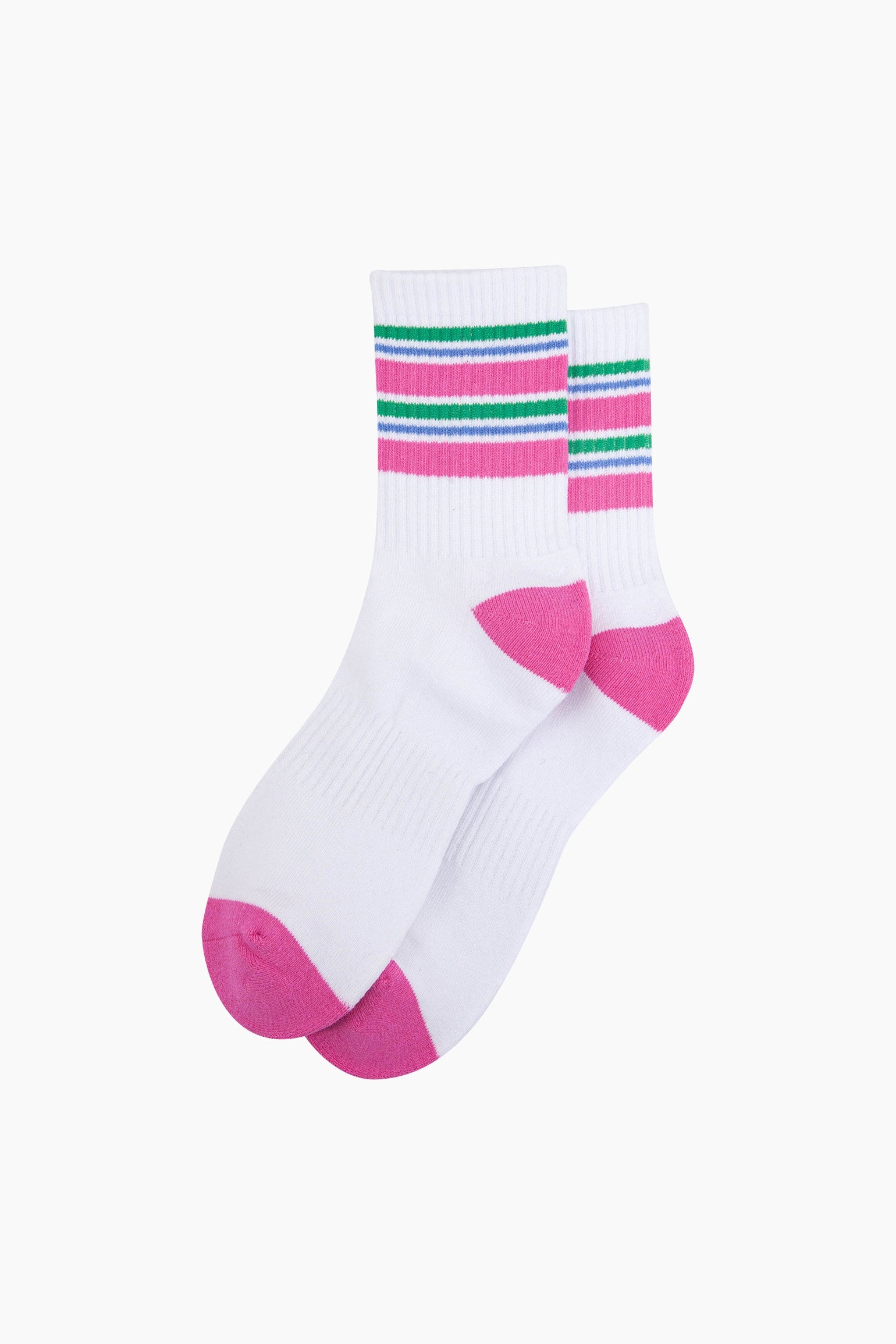 Multi Pink Striped Cotton Sports Socks, Image 3 of 4