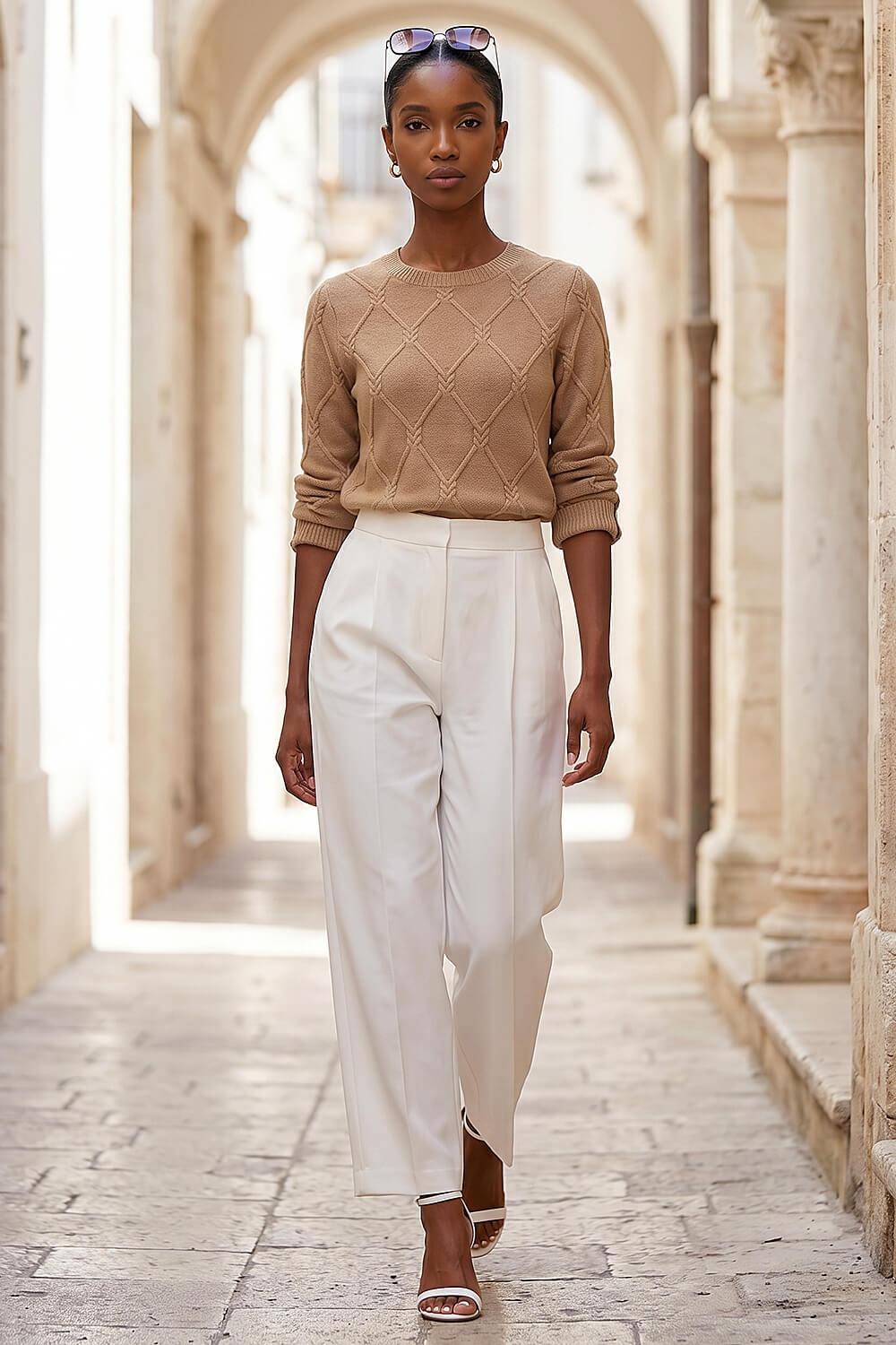 Camel Petite Button Cuff Jumper, Image 3 of 4