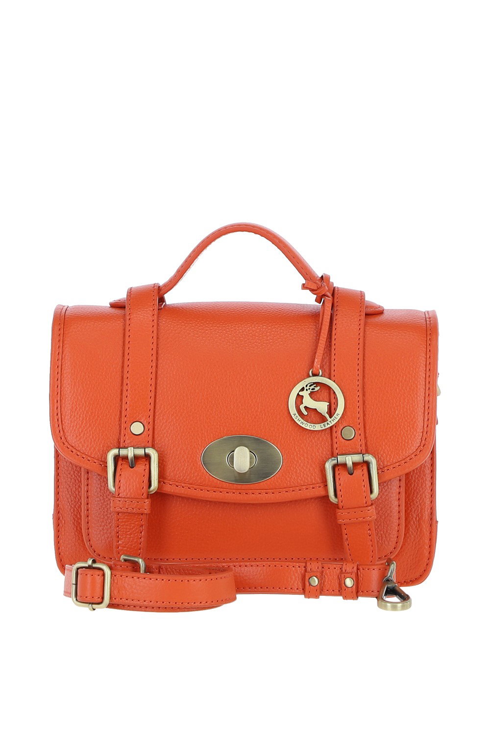 Orange Ashwood Leather Orange Stylish Real Leather Large Satchel Bag, Image 1 of 4