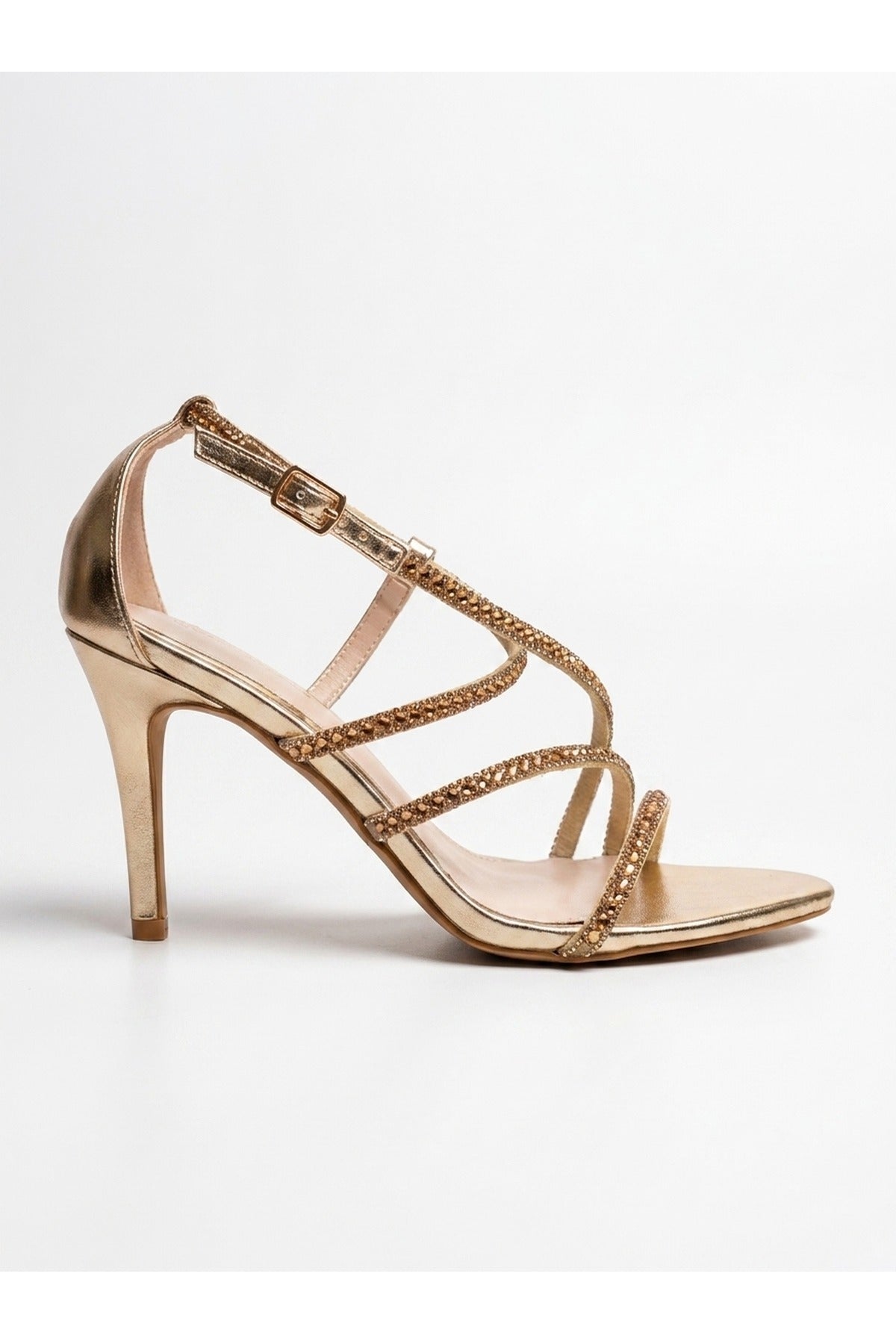Metallic Zinnia Rhinestone Embellished Strappy Sandals