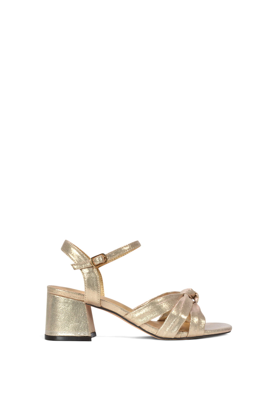 Black 'Candice' Strappy Block Heel Sandals With Knot Detail