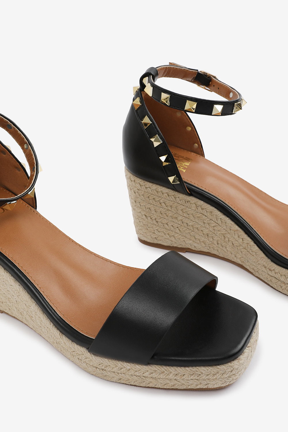 Black 'Sawyer' Wide Fit Wedge Sandals Gladiator, Image 5 of 6