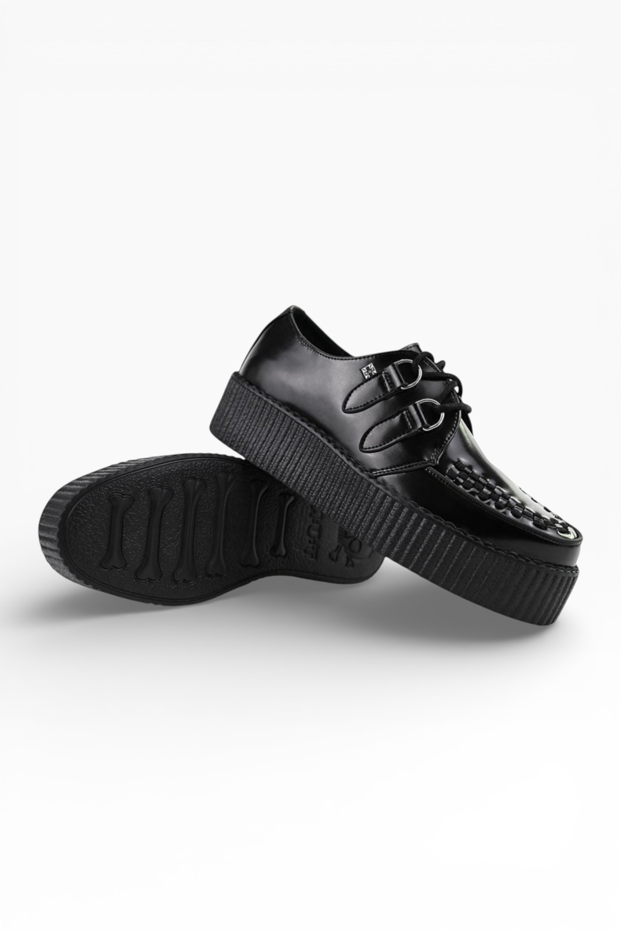 Black TUK Footwear Black Viva High Creeper Leather Goth Shoes, Image 5 of 7