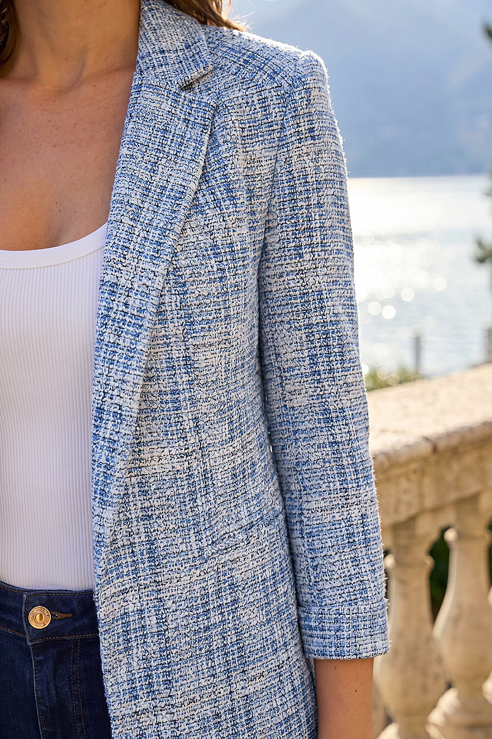Blue Petite Revere Collar Blazer, Image 5 of 4