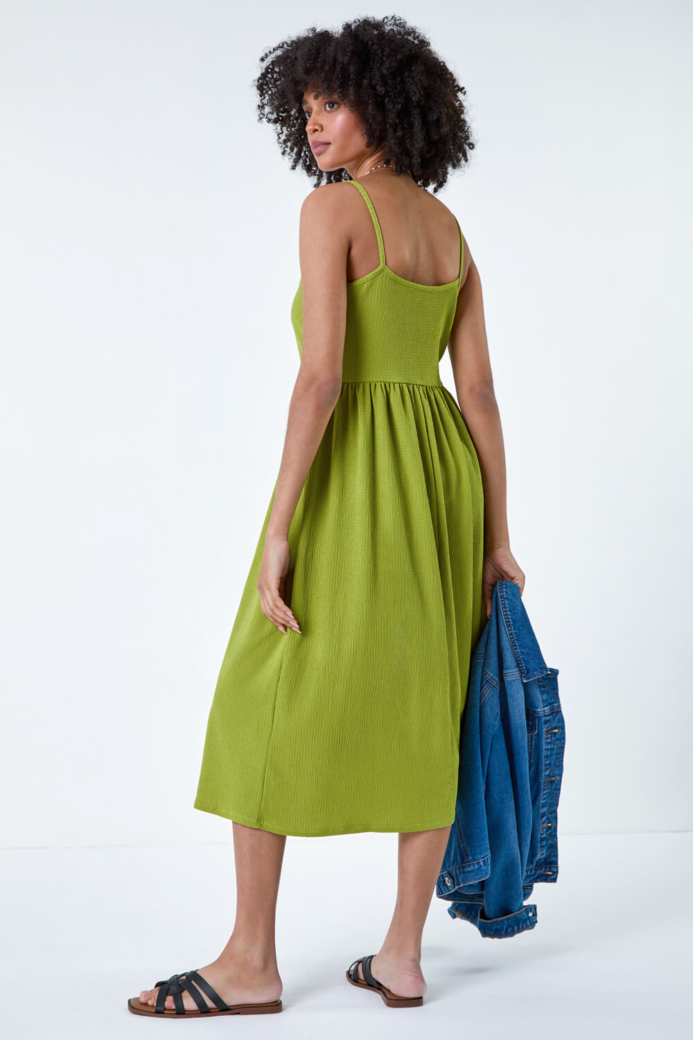 Jersey Button Long Sleeve Midi Dress