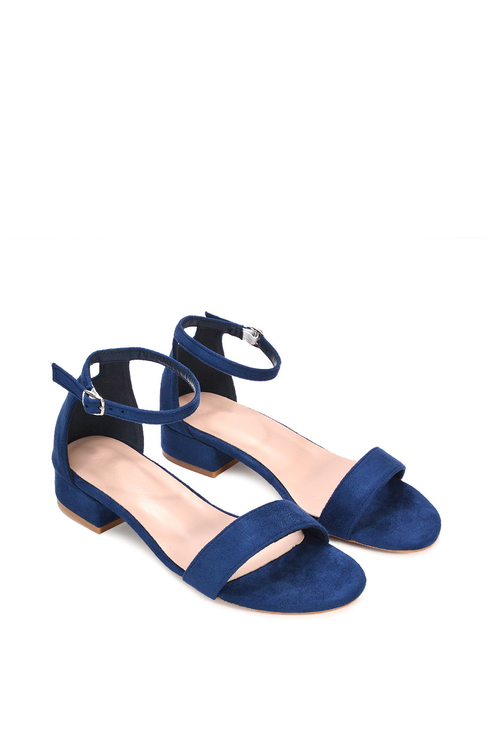 Navy XY LONDON Navy 'Tate' Low Block Heel Sandals With Ankle Strap, Image 4 of 6