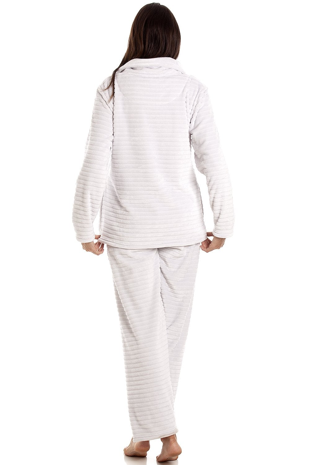 Light Grey Camille Lingerie Light Grey Supersoft Two Piece Striped Pyjama Set, Image 3 of 4